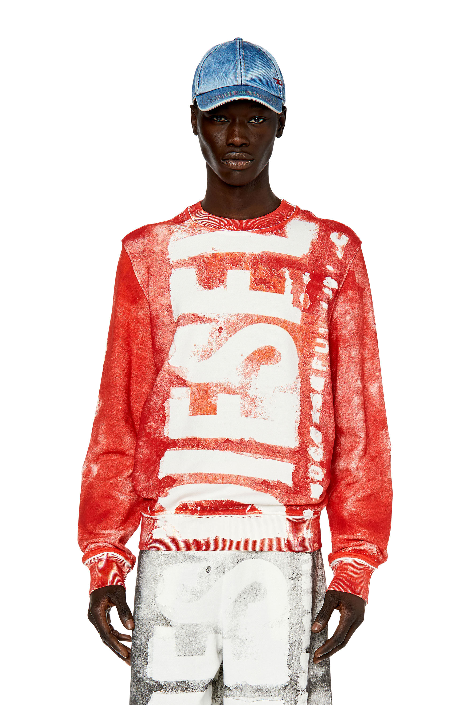 S GINY Man Logo sweatshirt with colour bleed effect Diesel