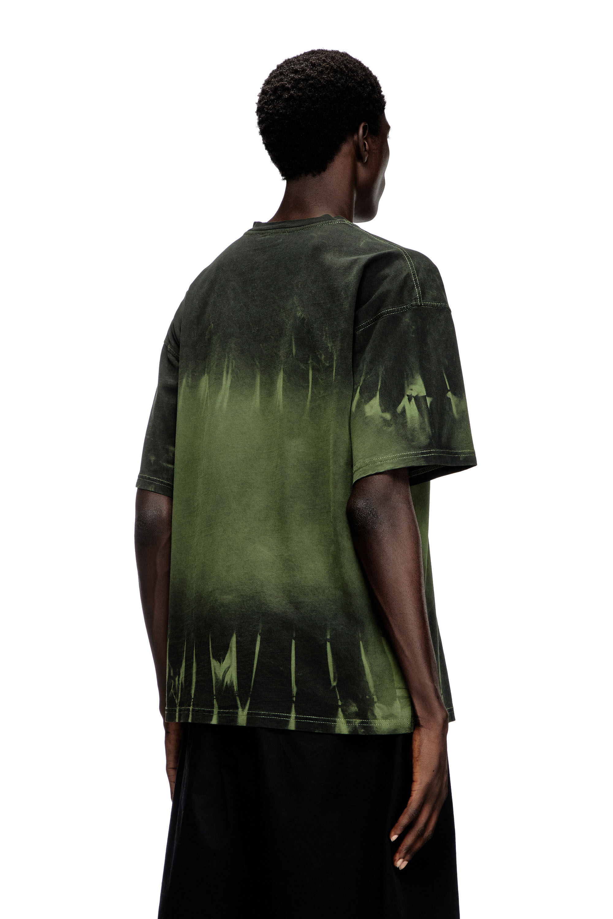 Diesel - T-BOXT-R3, Male's Tie-dye T-shirt with logo print in Dark Green - 4