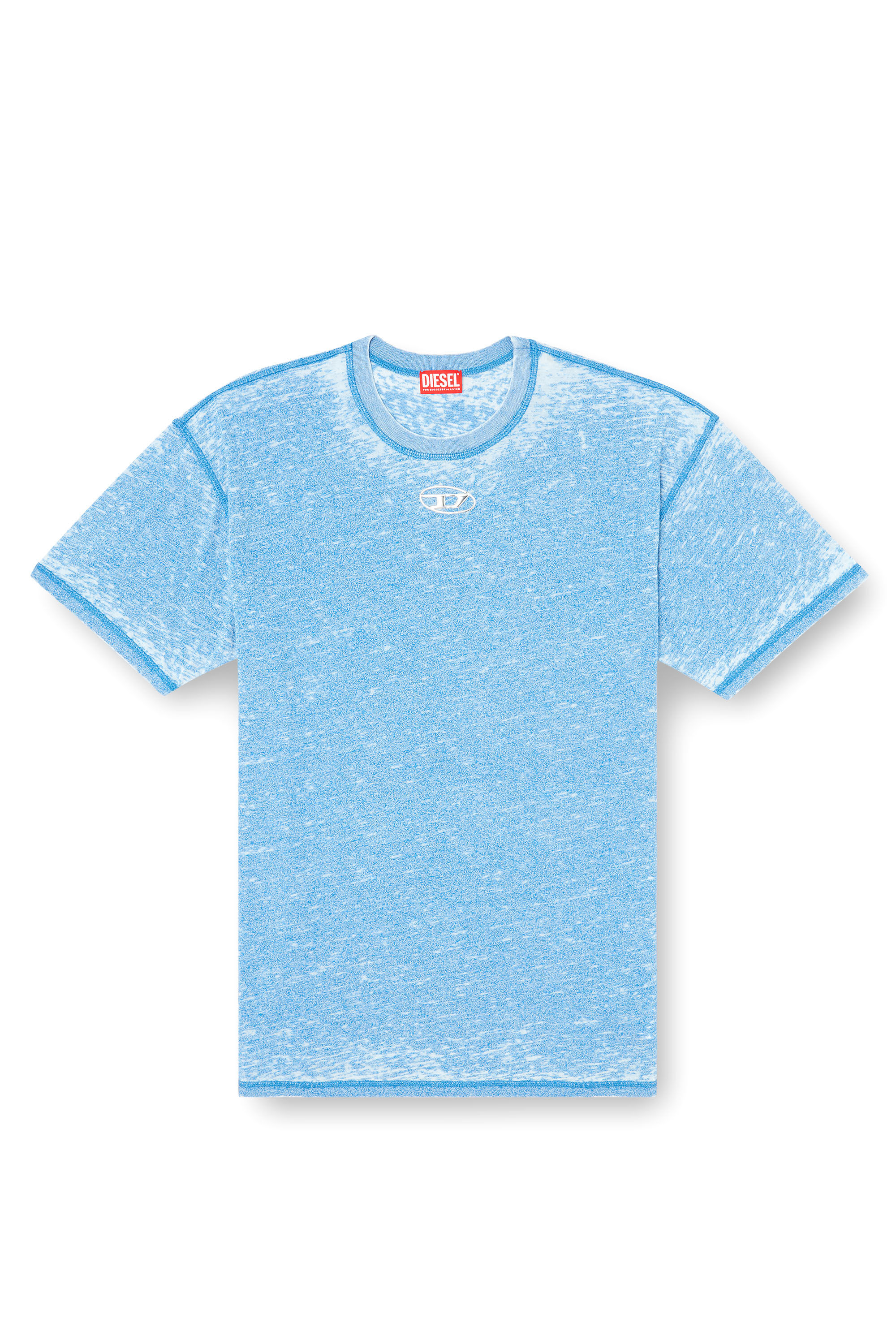 Diesel - T-BOXT-PAK, T-shirt burnout avec logo aspect métal Homme in Bleu - 2