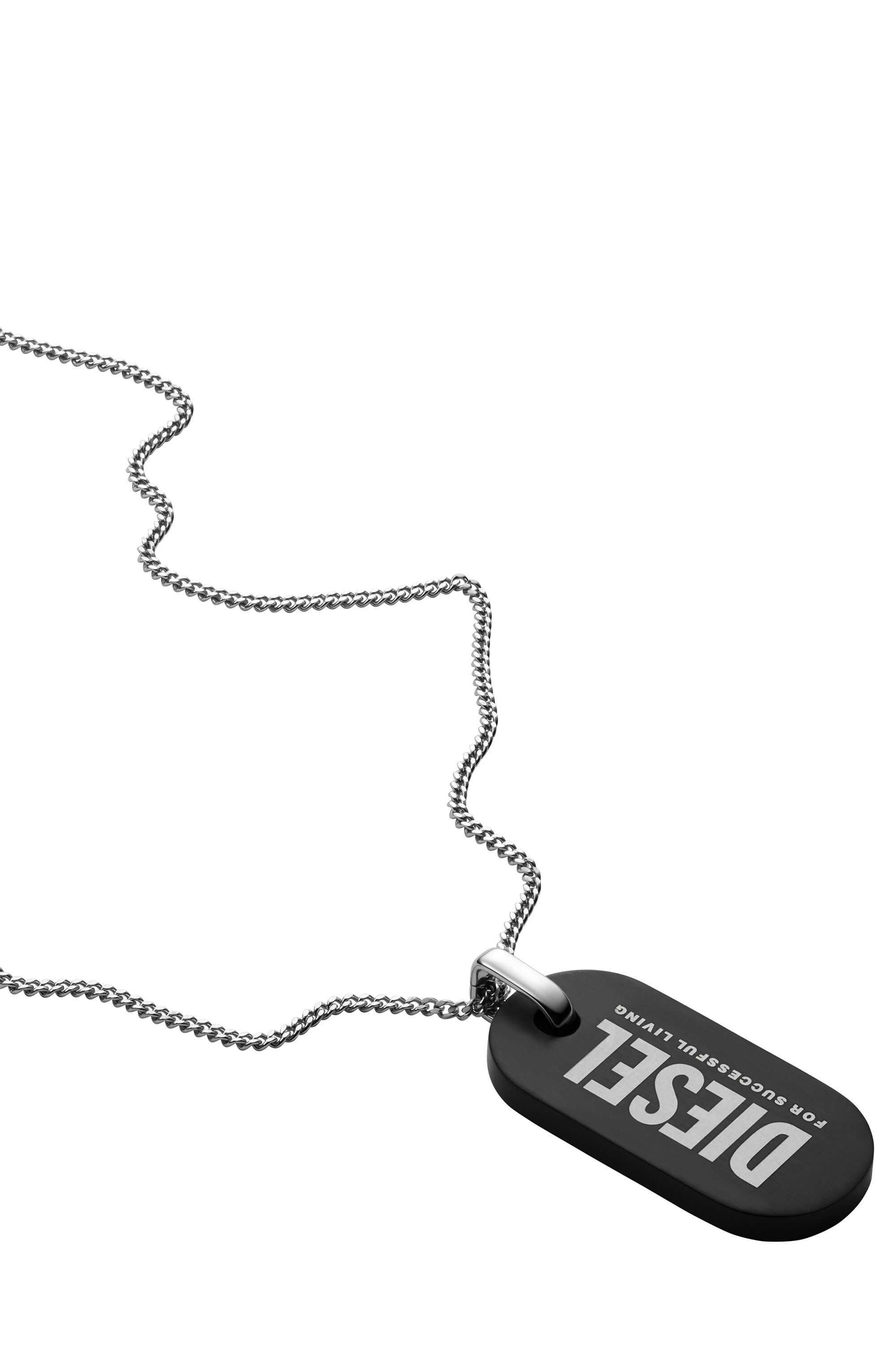 Diesel - DX1349, Male's Black stainless steel dog tag necklace in Black - 1