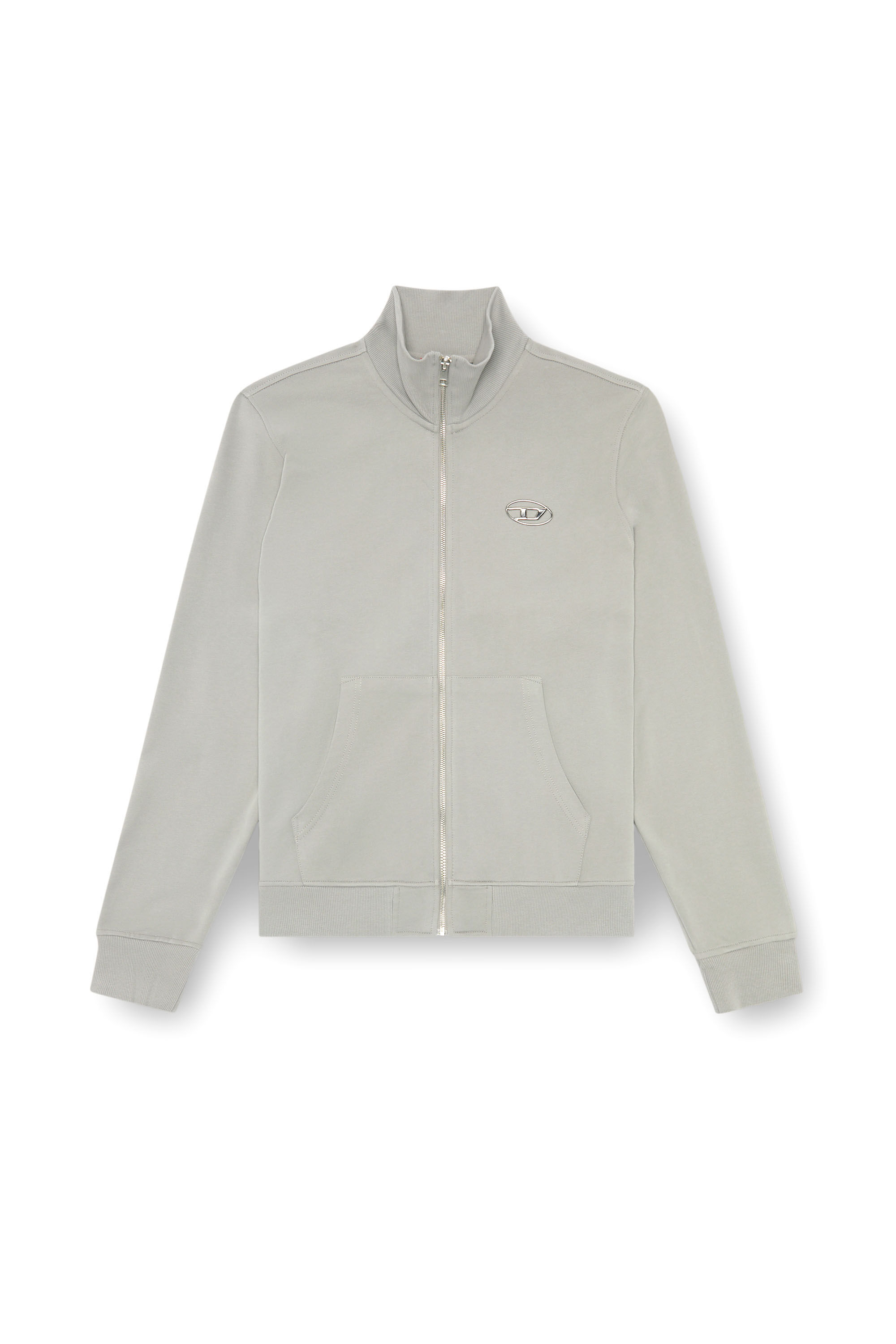 Men's Zip-up sweatshirt with metallic logo | Grey | Diesel