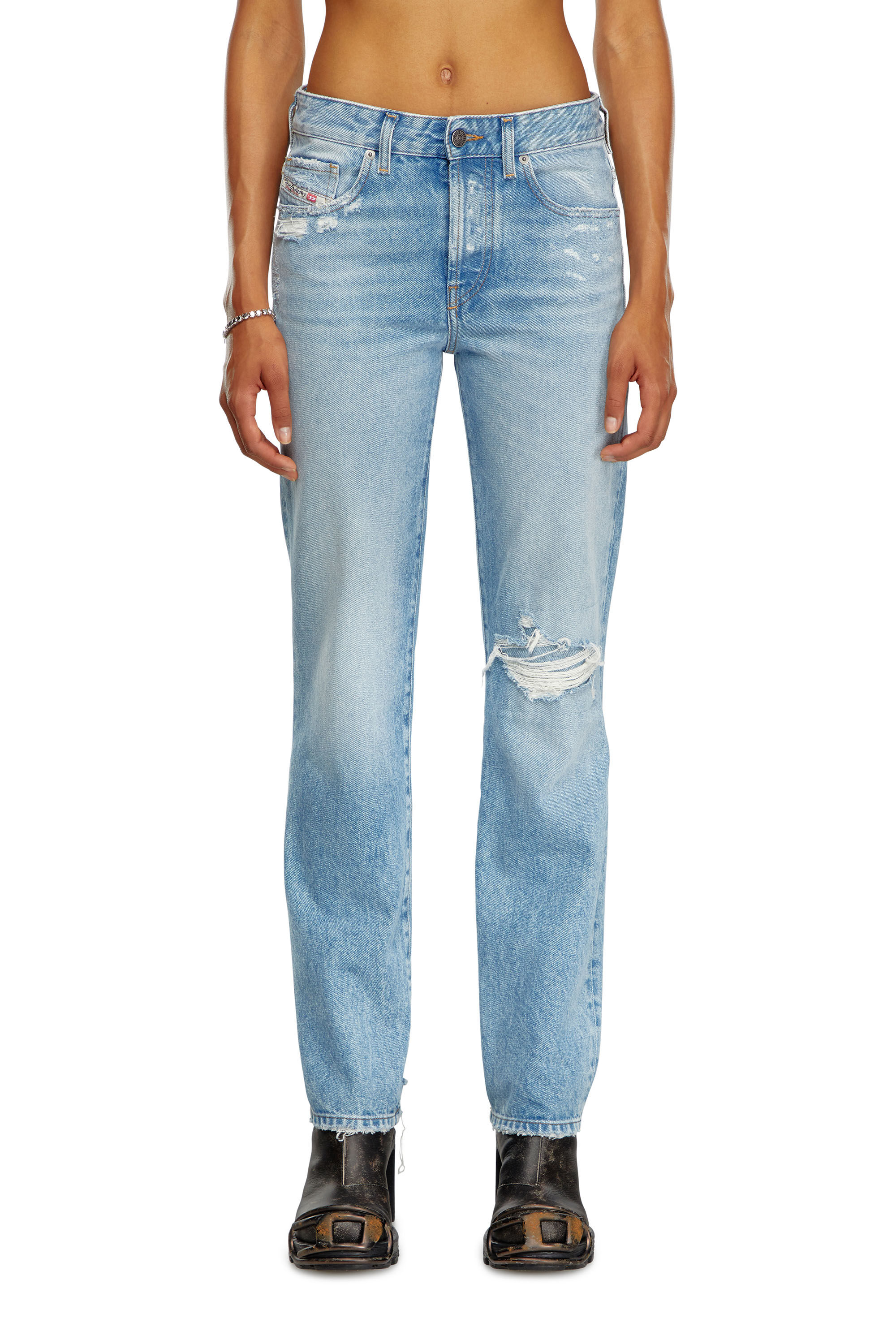 Diesel - Femme Straight Jeans 1989 D-Mine 09J80, Bleu Clair - Image 3