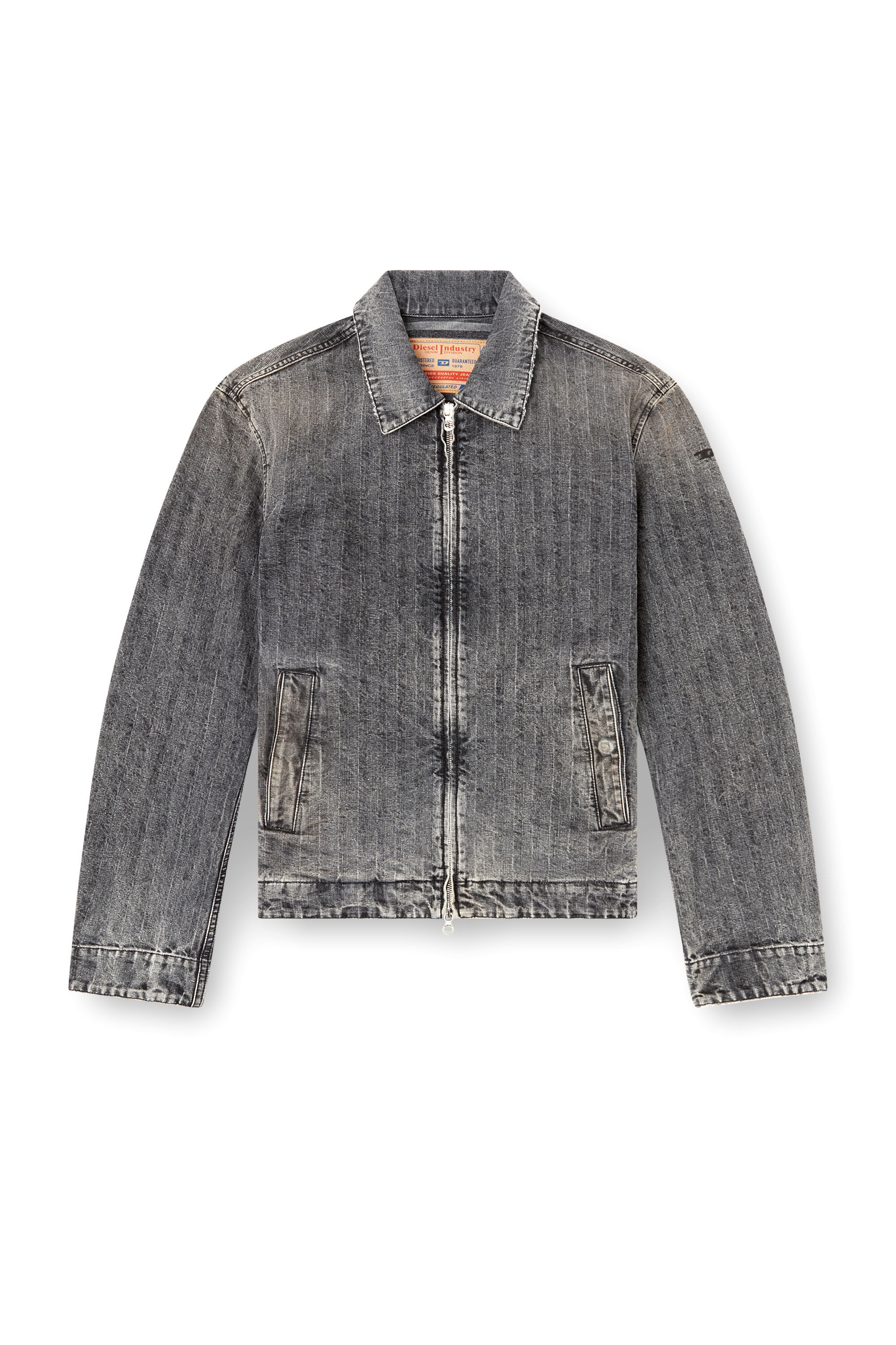 Diesel - D-ROHE, Male's Blouson jacket in herringbone denim in Black - 2