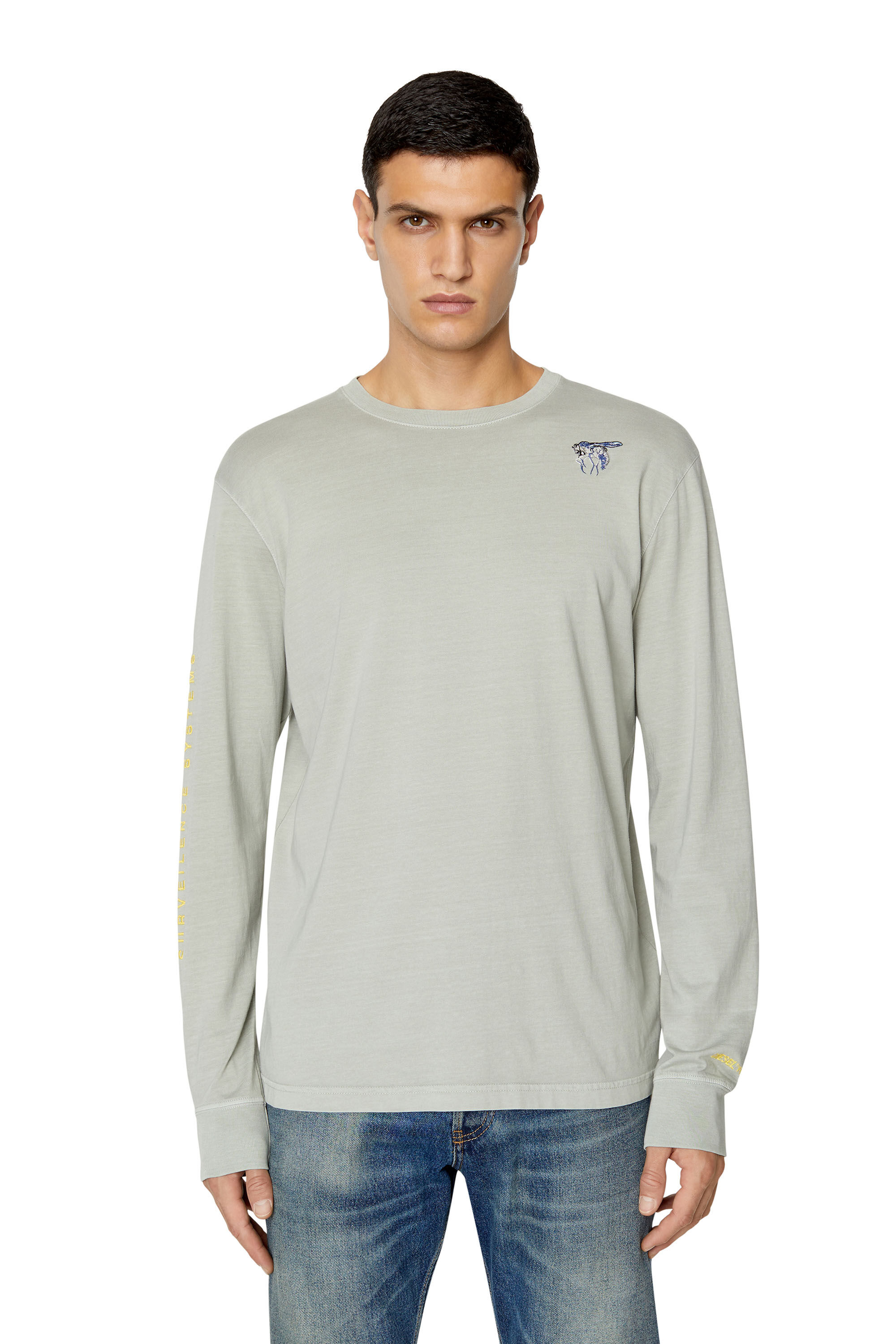T-JUST-LS-E10 Man: Long-sleeve T-shirt with fly embroidery | Diesel