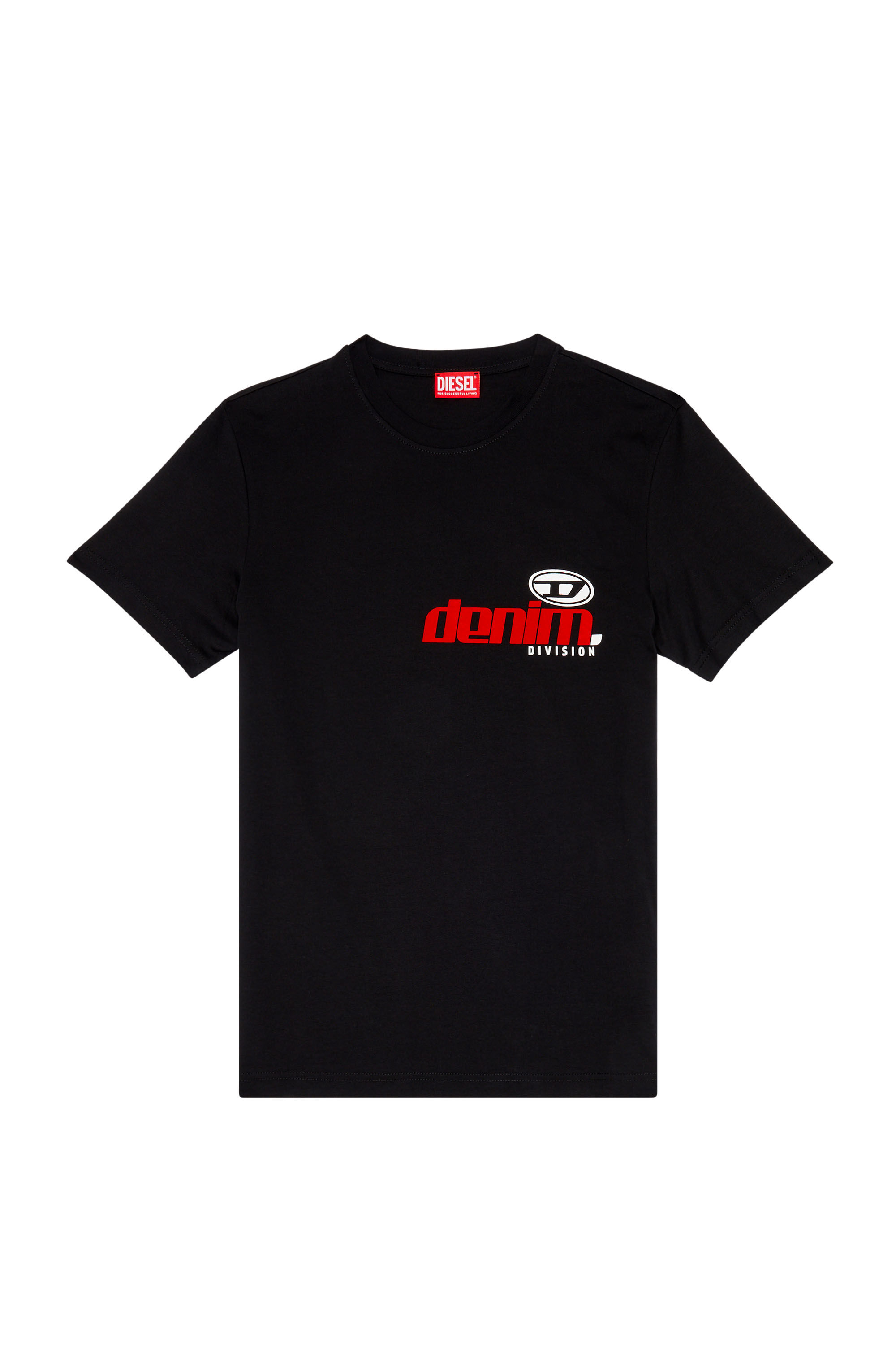 Diesel - T-DIEGOR-L14, Male's T-shirt with shiny and flocked print in Black - 2