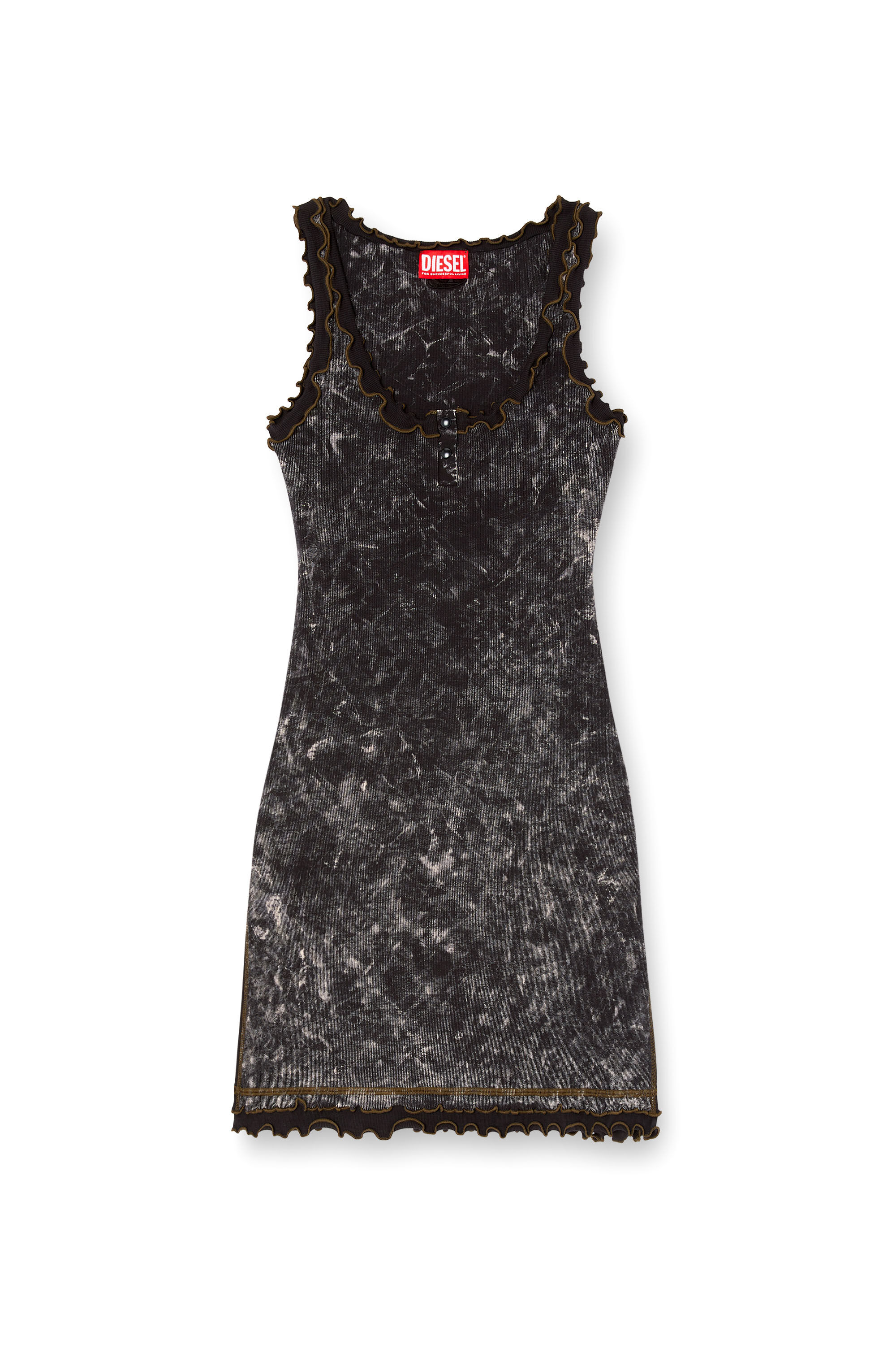 Diesel - D-CERTA, Mini robe stretch avec bordures contrastées Femme in Noir - 2