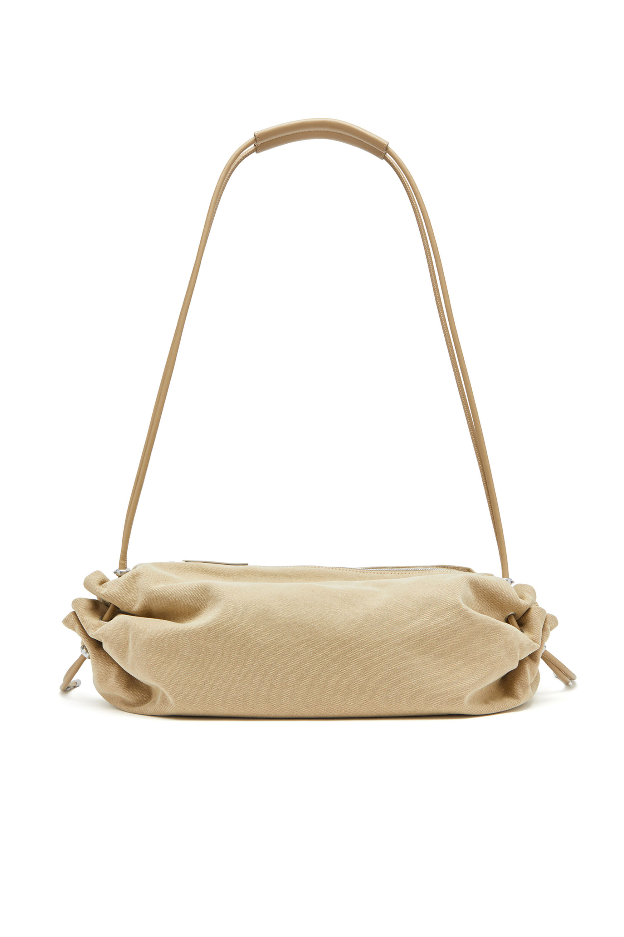 Diesel - SCRUNCH-D CROSSBODY L, Scrunch-D L-Sac polochon froissé en toile traitée Femme in Beige - 3