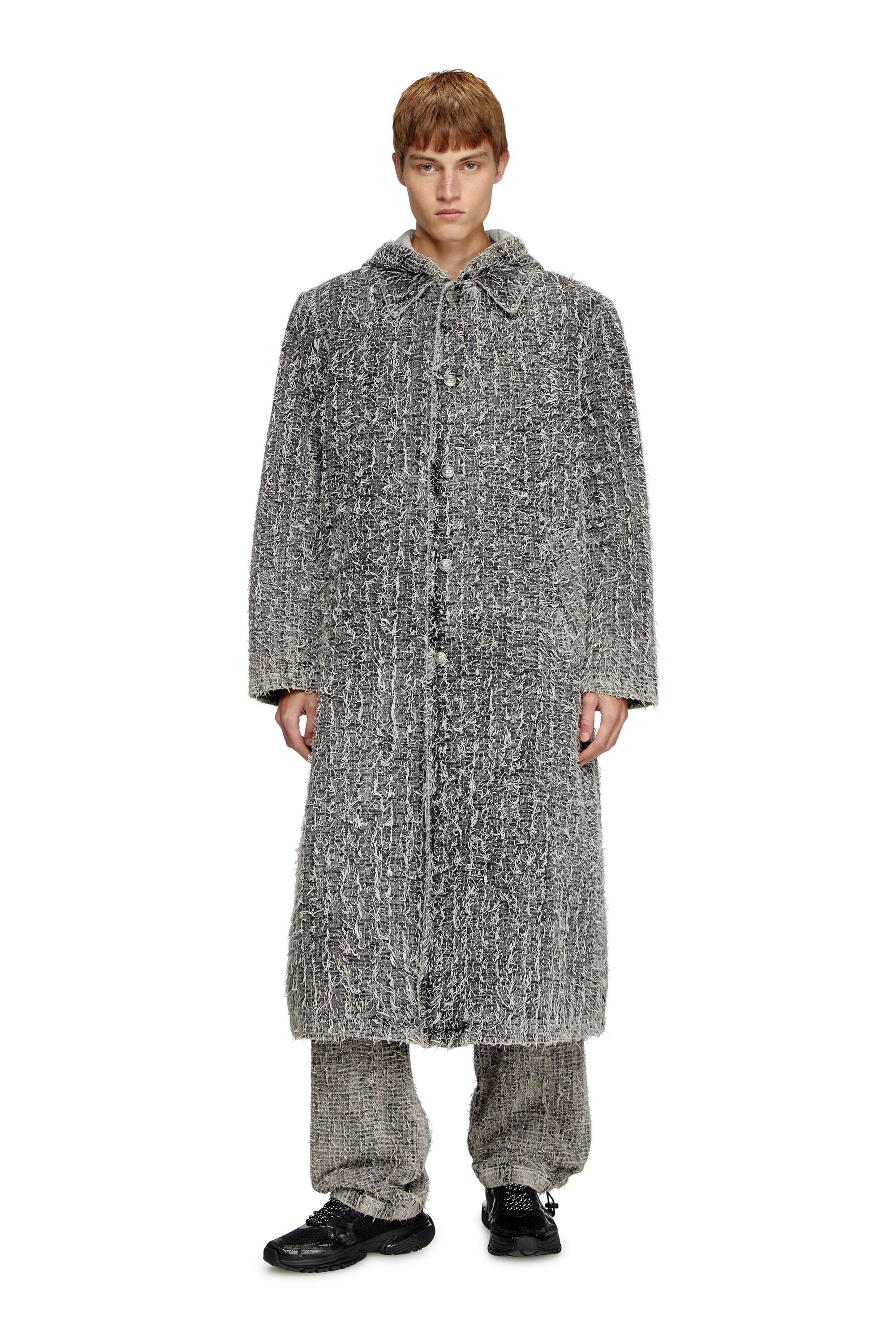 Diesel - D-JACK-S, Manteau à capuche en denim bouclé Mixte in Noir - 1