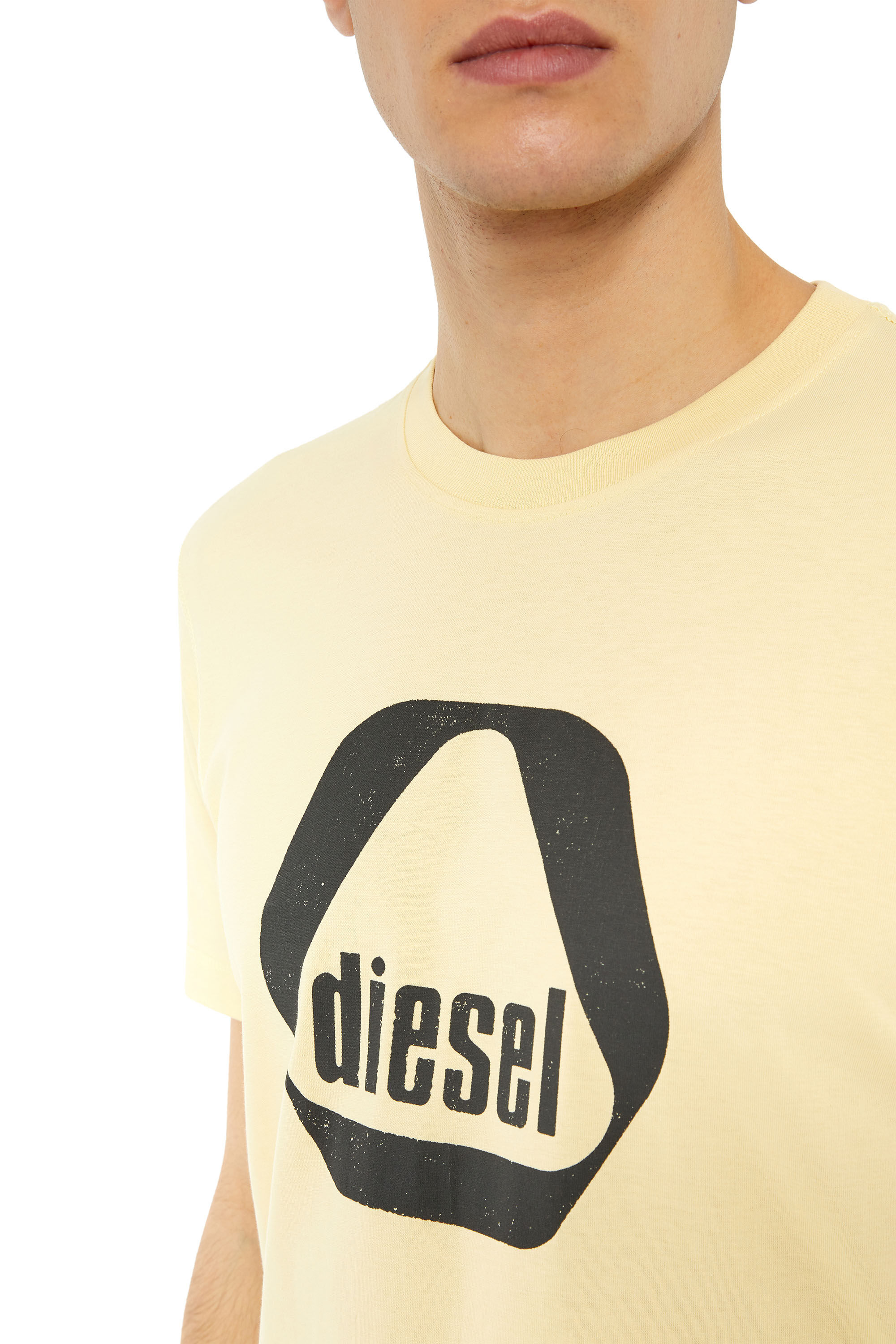 Diesel - T-DIEGOR-G10, Male's T-shirt with utility logo print in Beige - 4