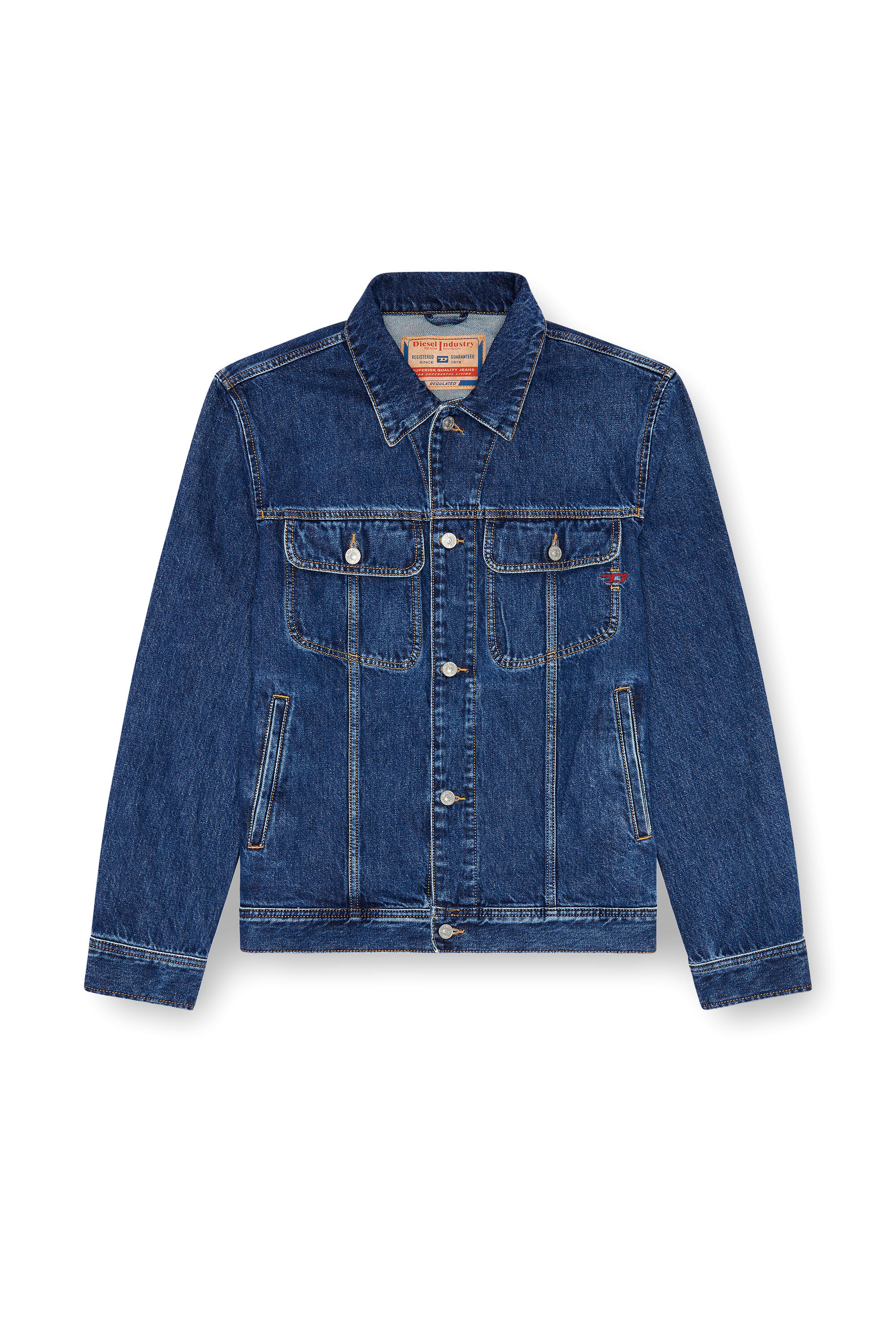 Diesel - D-BARCY, Male's Regular-fit trucker jacket in Medium Blue - 2