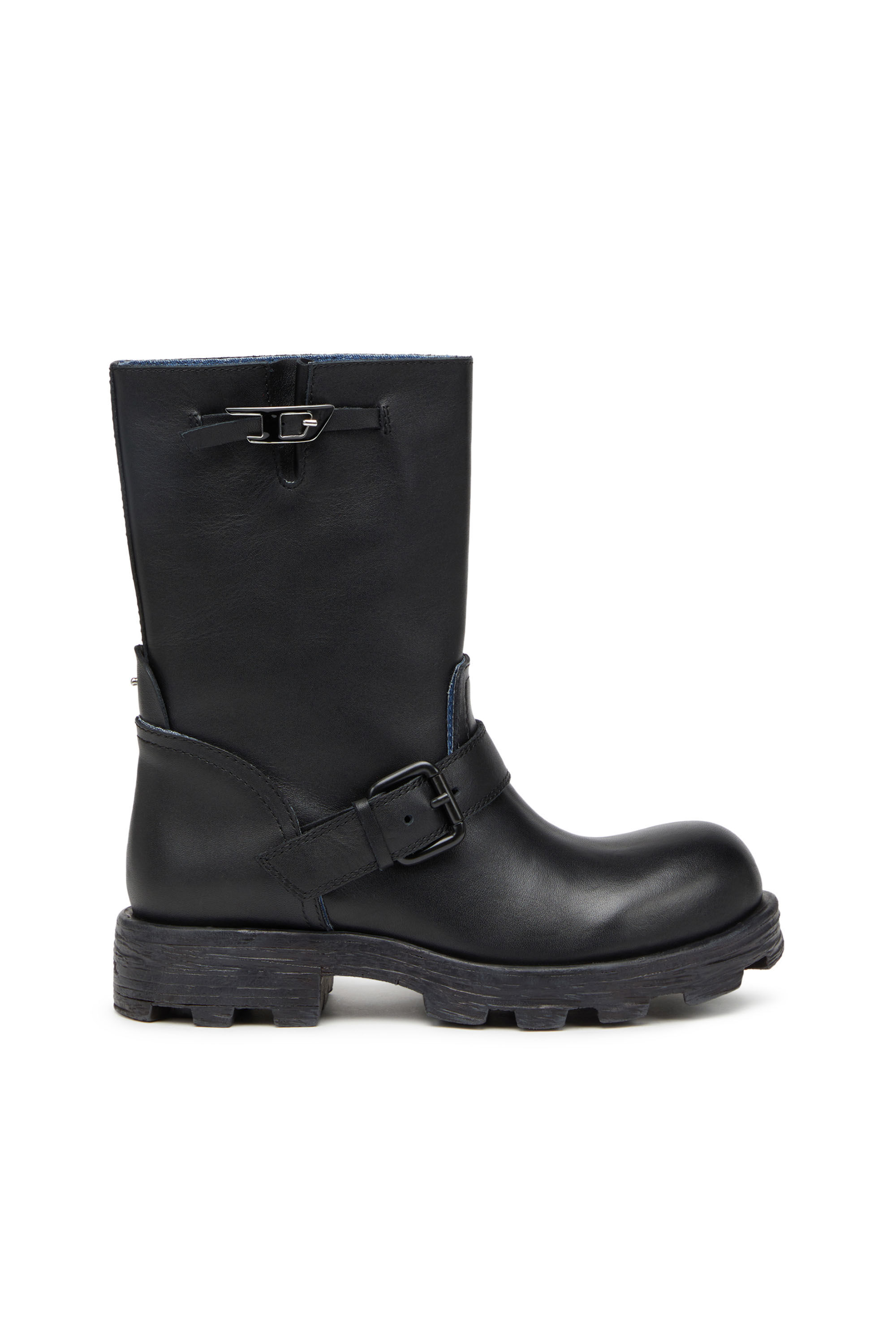 Diesel - D-HAMMER HB W, D-Hammer HB W - Bottes en cuir avec bords en denim Femme in Noir - 1