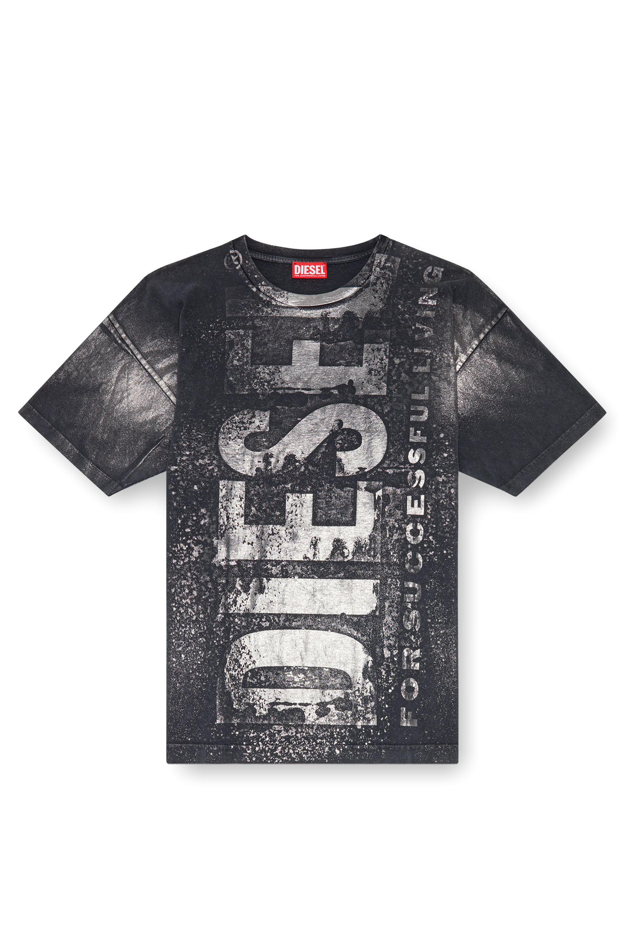 Diesel - T-BOXT-Q23, T-shirt à logo avec effets métallisés Homme in Noir - 2