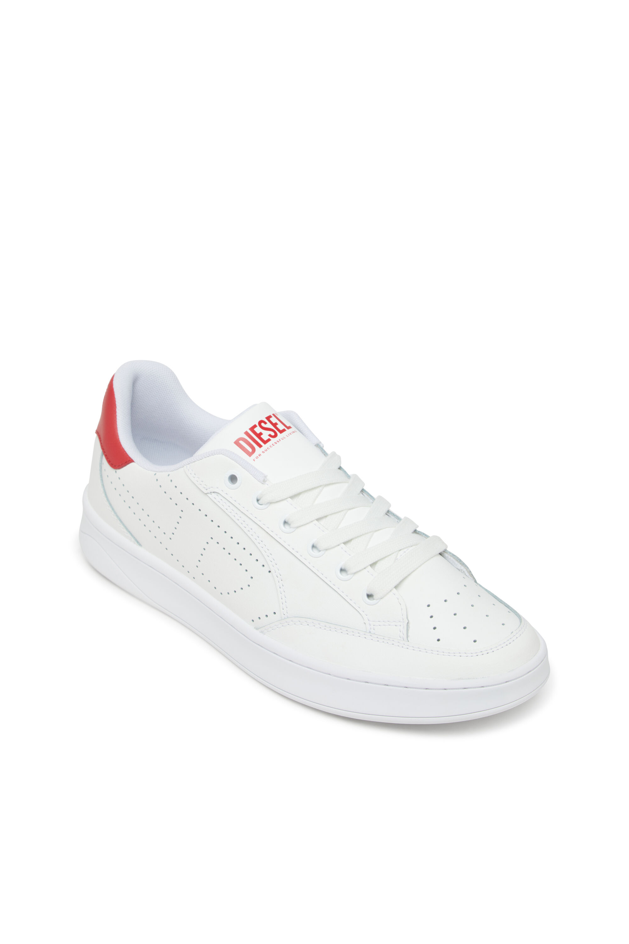 Diesel - S-DAKOTA LOW, Male's S-Dakota-Leather sneakers with perforated logo in White/Red - 6