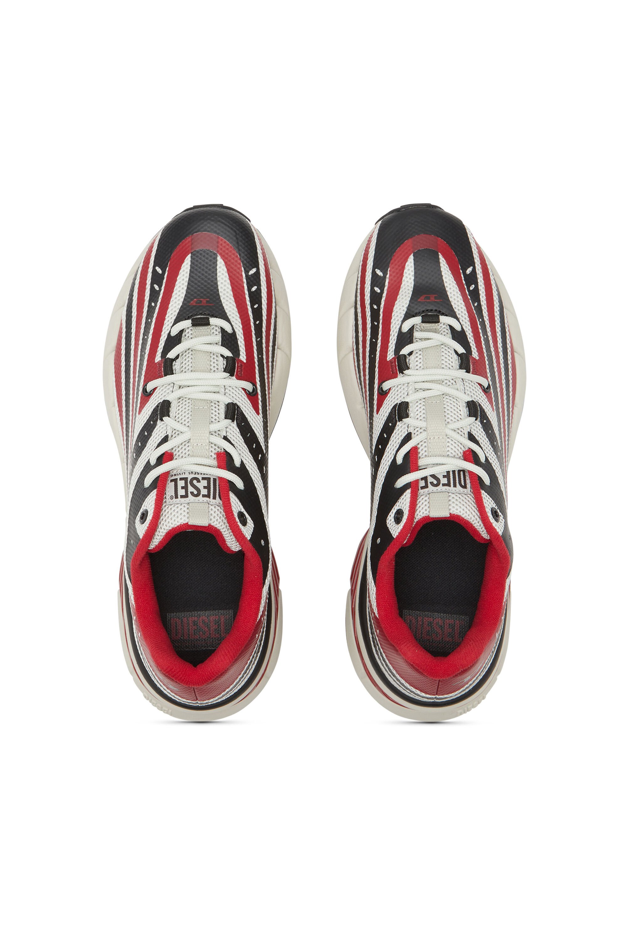Diesel - D-AIRSPEED LOW, Male's D-Airspeed Low-Striped sneakers in coated mesh in Black/Red - 4