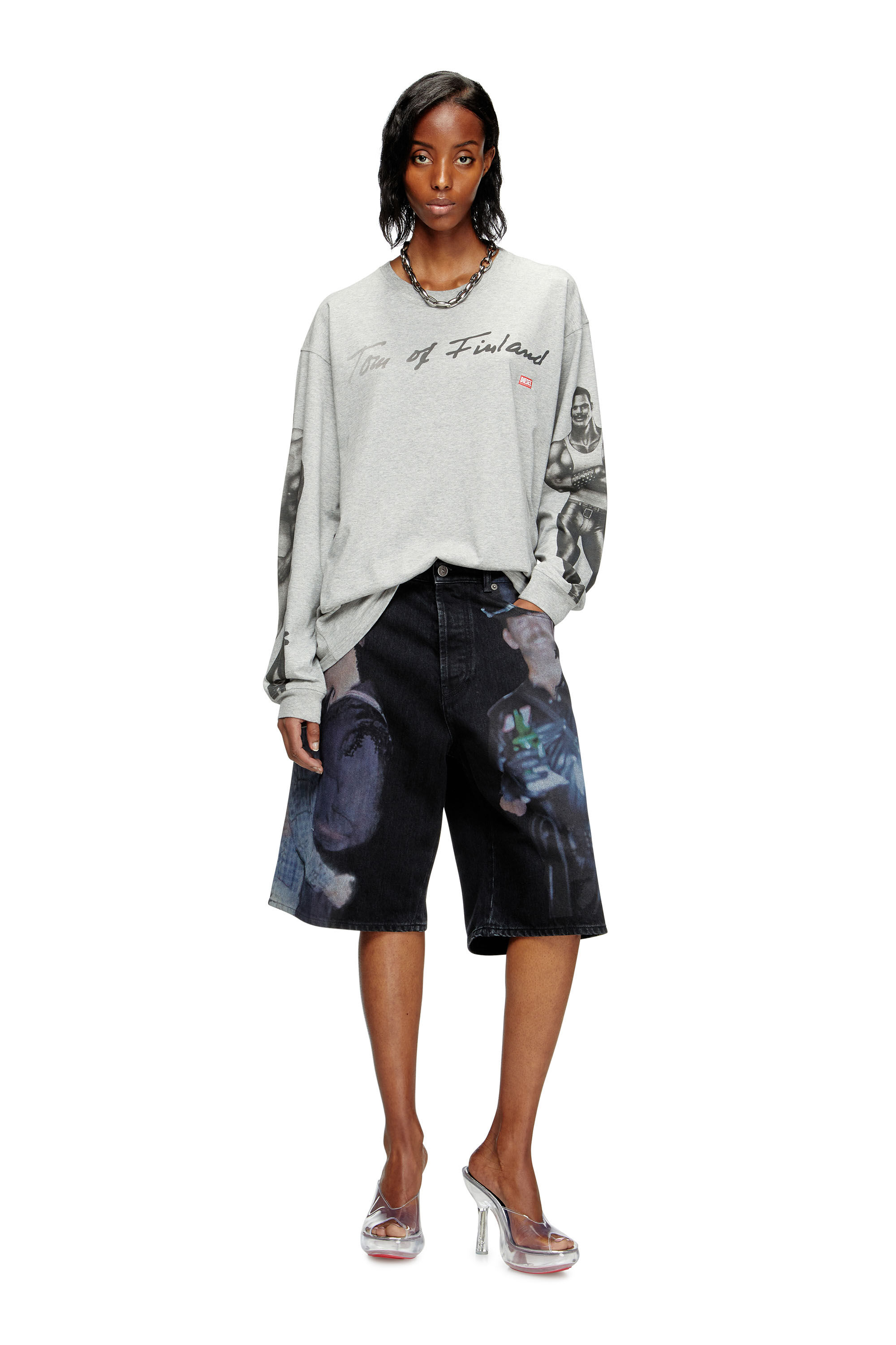 Diesel - PR-T-BOXT-LS-TOM25, T-shirt à manches longues avec imprimé graphique Mixte in Gris - 6