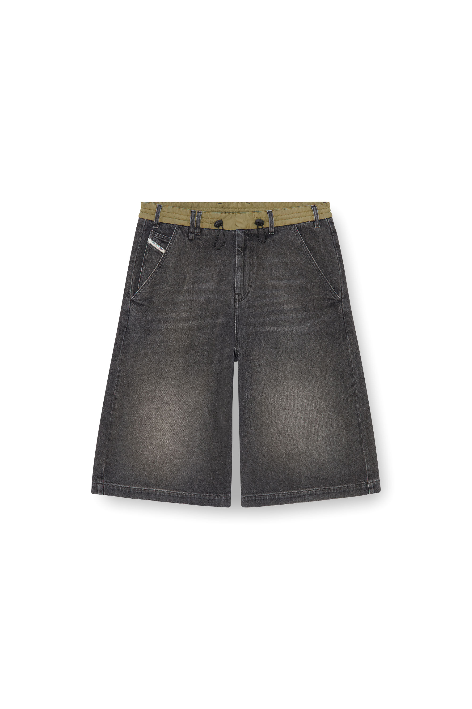 Diesel - D-ANDRE-SHORT-S, Male's Loose bermuda shorts in denim and nylon in Black - 2