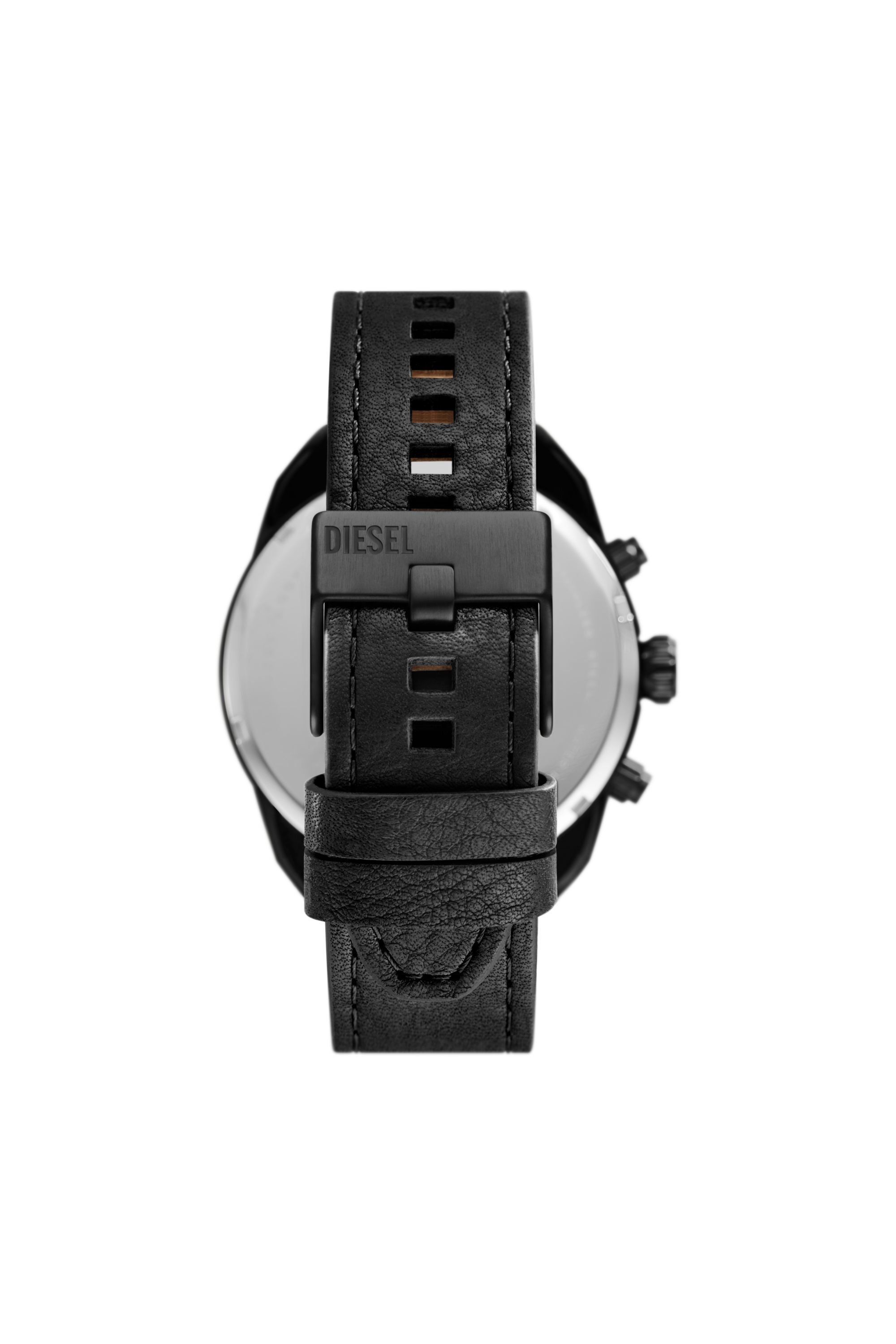 Men's Spiked chronograph black leather watch | Black | Diesel Men's Spiked chronograph black leather watch | Black | Diesel
