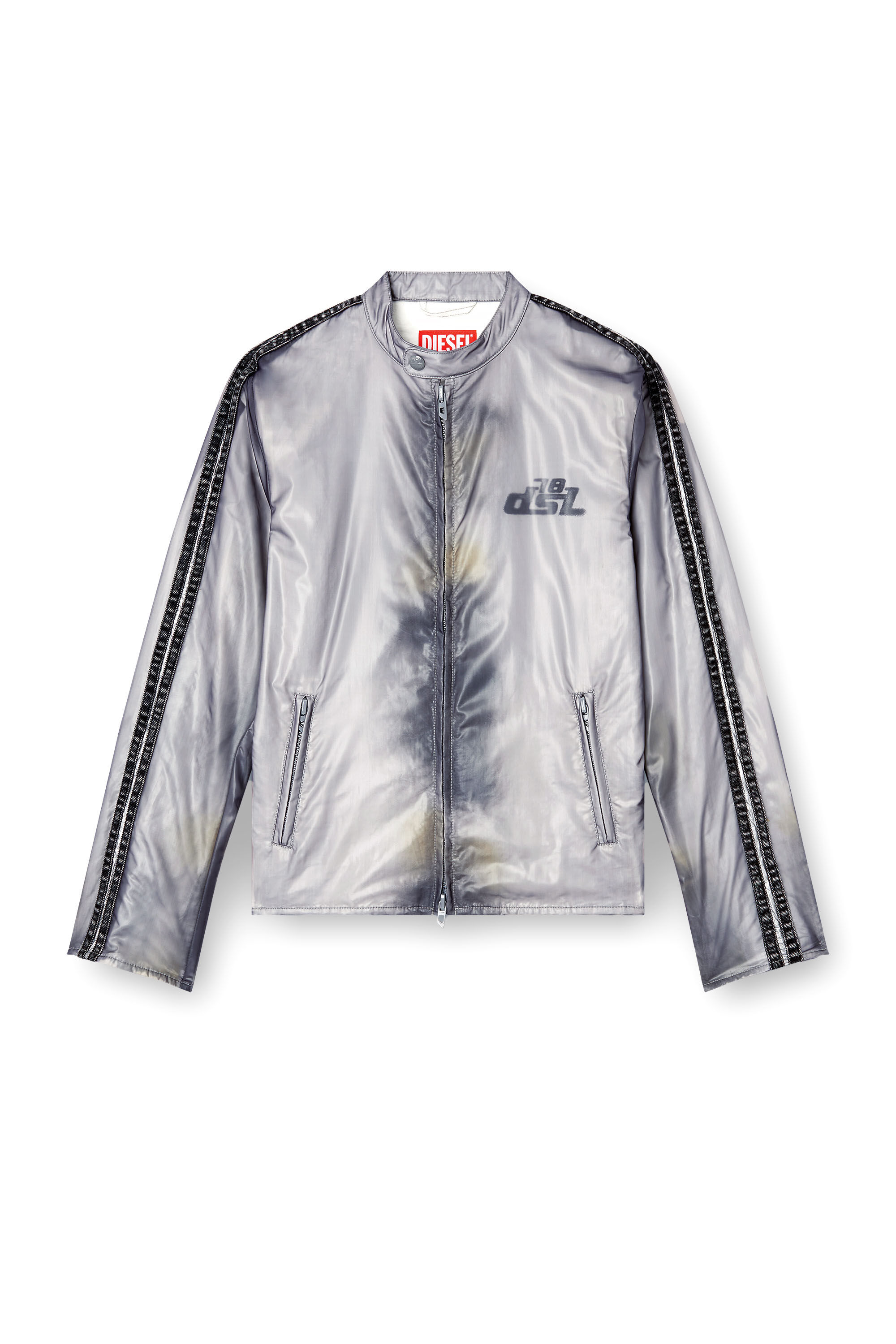 Diesel - J-POP, Male's Biker jacket with transparent effect in Grey - 2