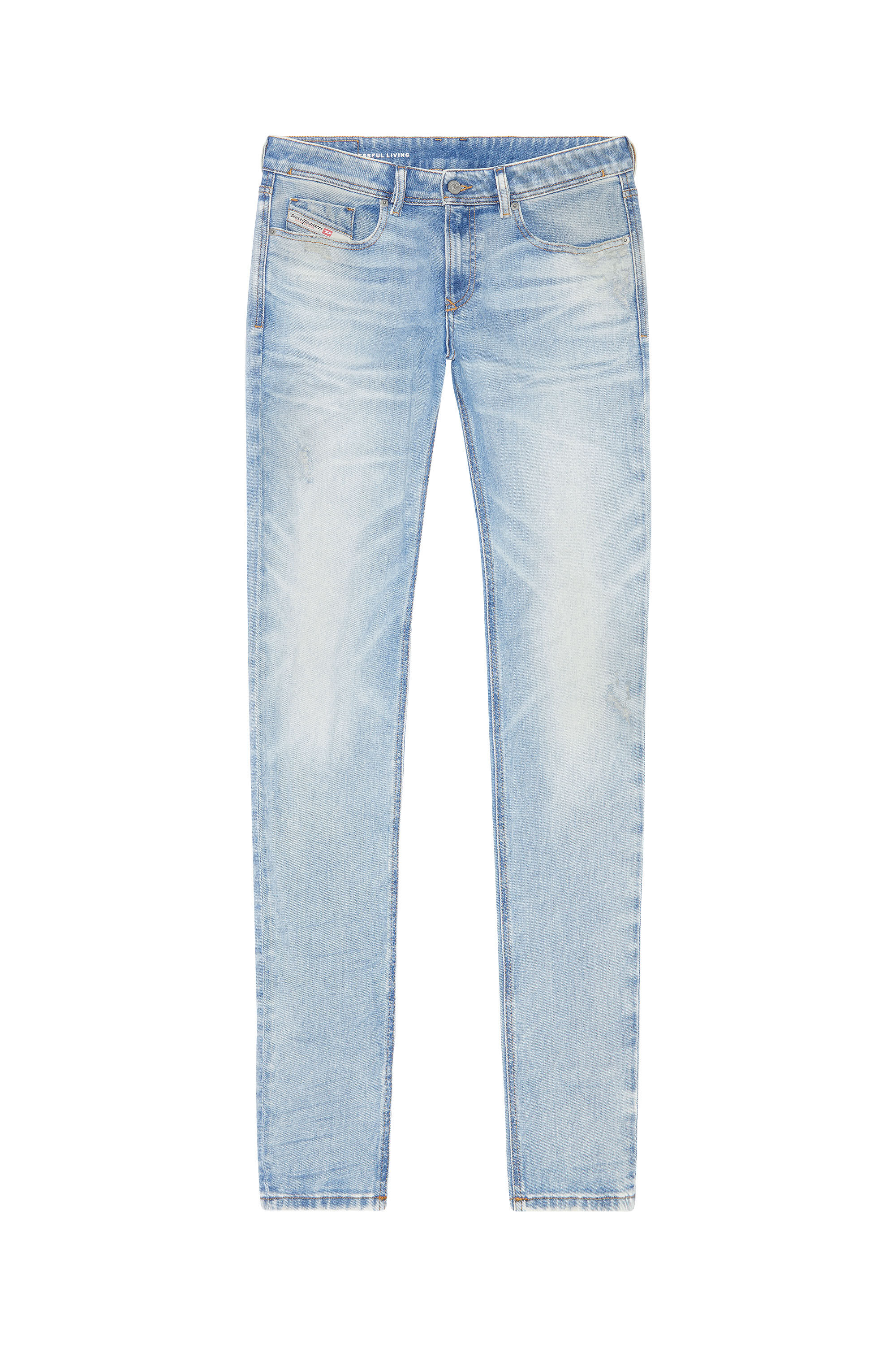 Light blue top wash skinny jeans