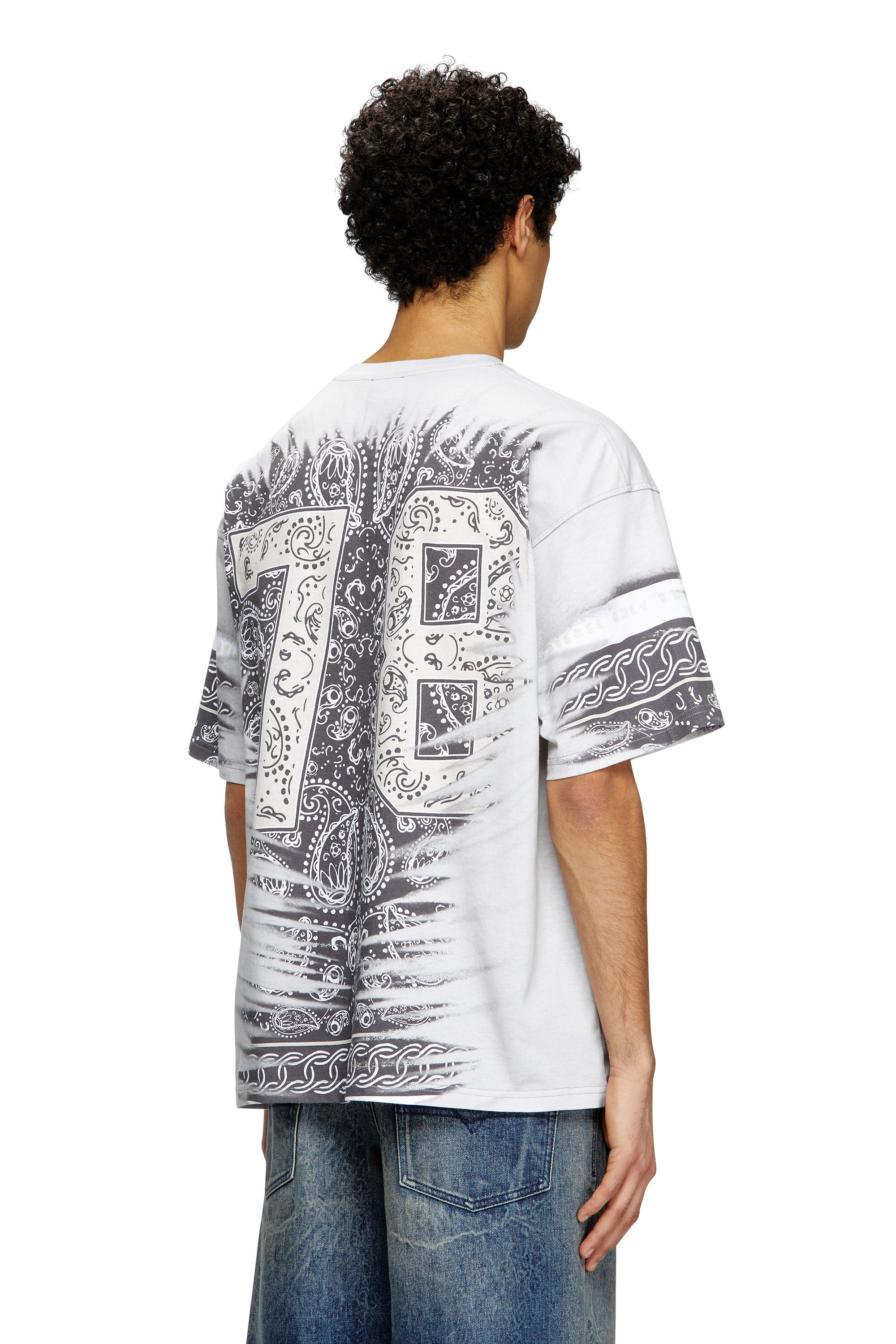 Diesel - T-BOXT-78-R1, Male's T-shirt with 78 bandana print in White - 4