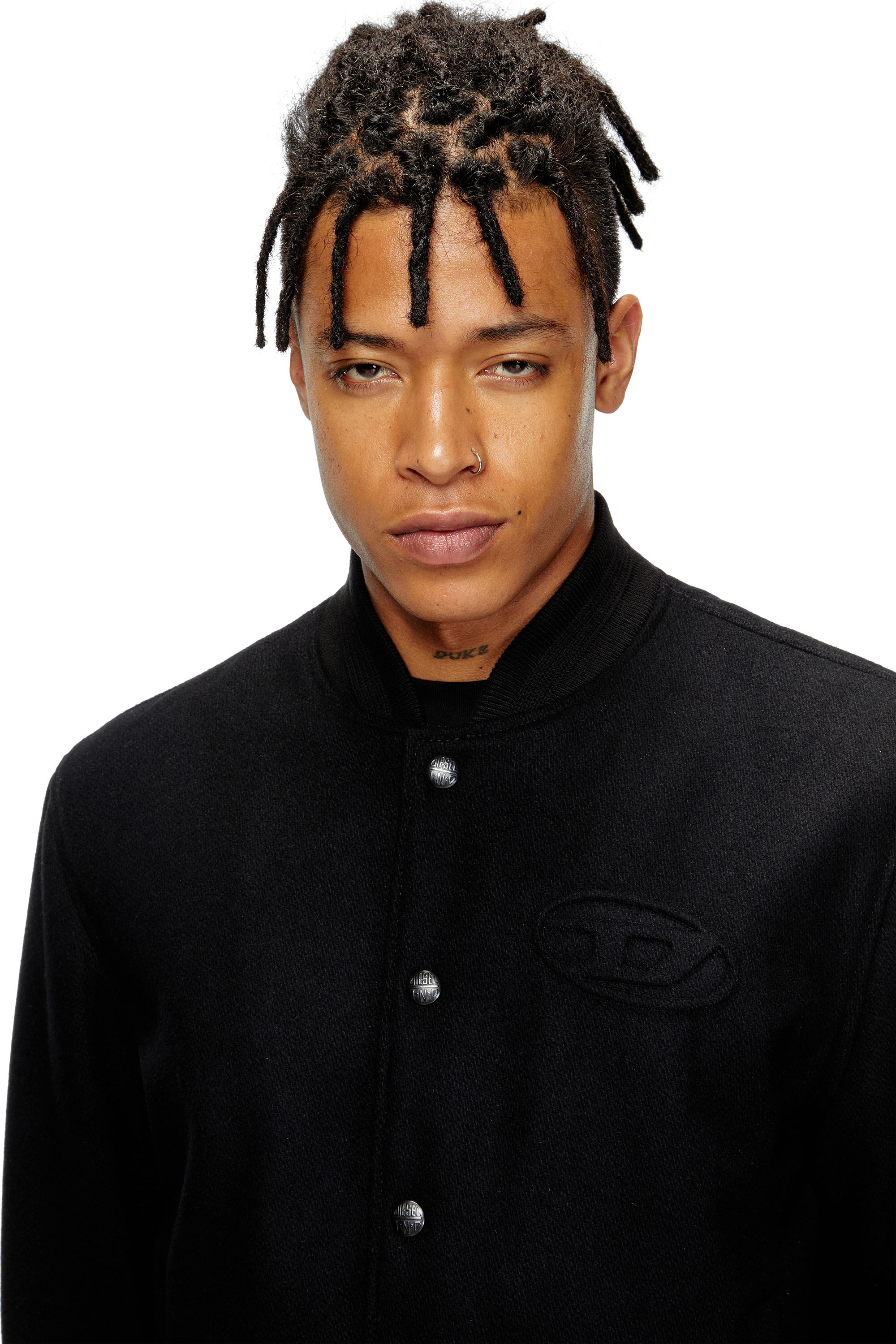 Diesel - J-ARRY, Male's Padded bomber jacket in wool blend in Black - 4
