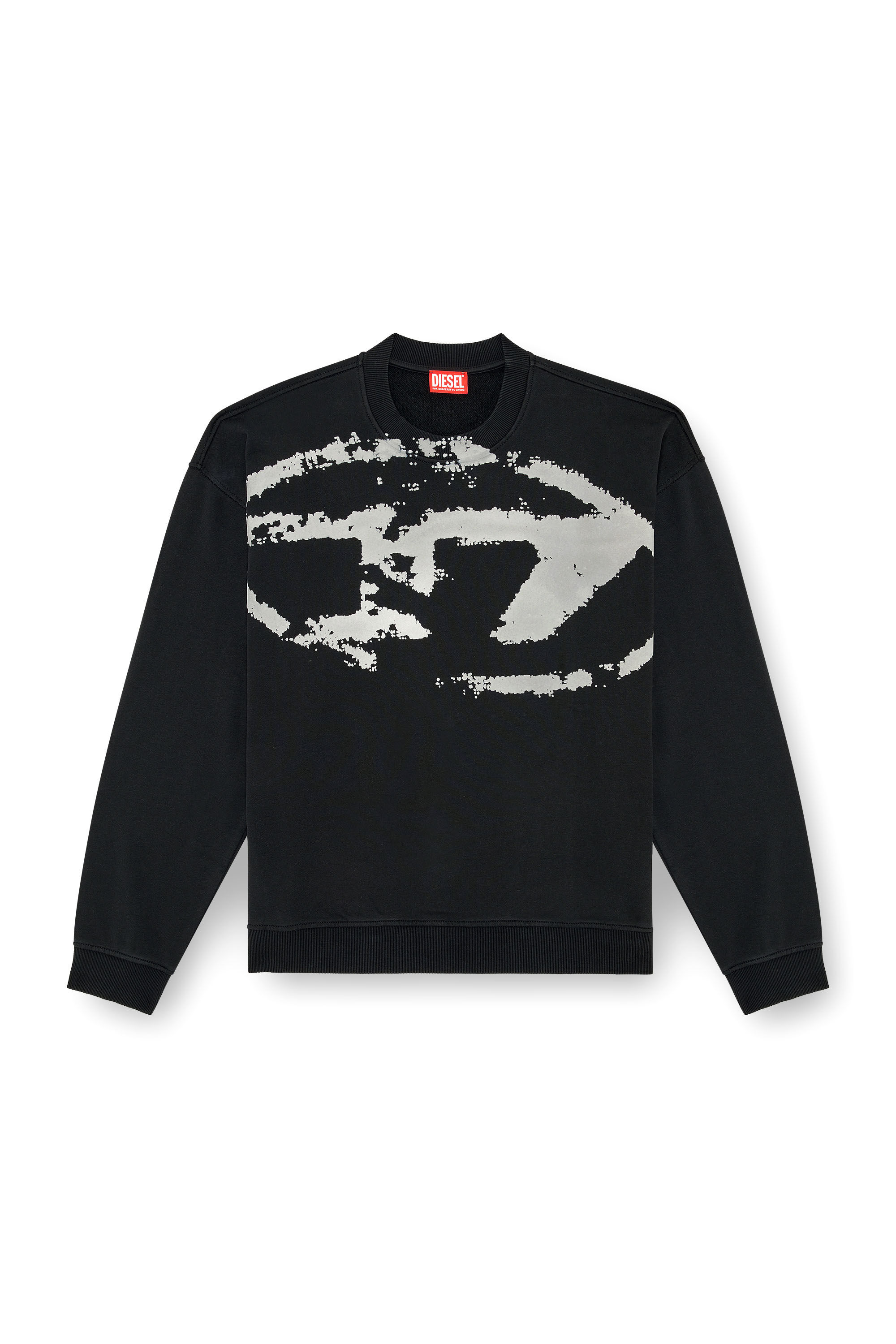 Diesel - S-BOXT-N5, Sweat-shirt avec logo floqué effet vieilli Homme in Noir - 2