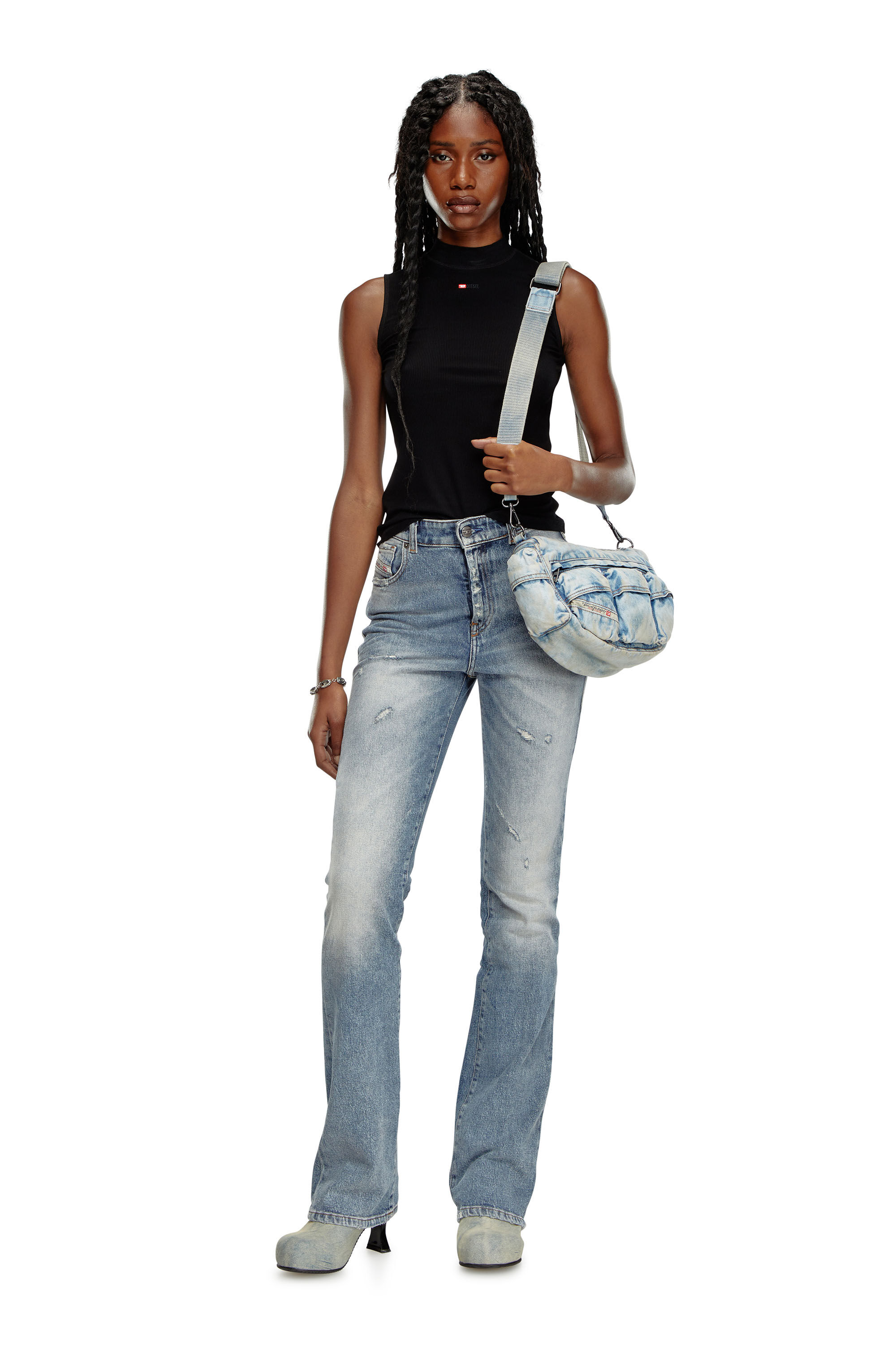 Diesel - T-MOKKY-SL-MICRODIV, Female's Ribbed tank top with mock neck in Black - 1