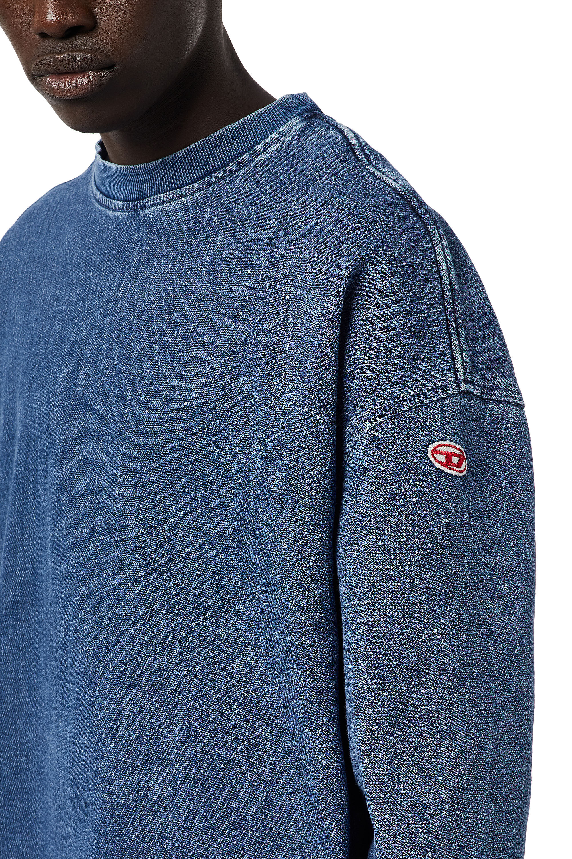D KRIB NE Man Sweatshirt in Track Denim Diesel Library