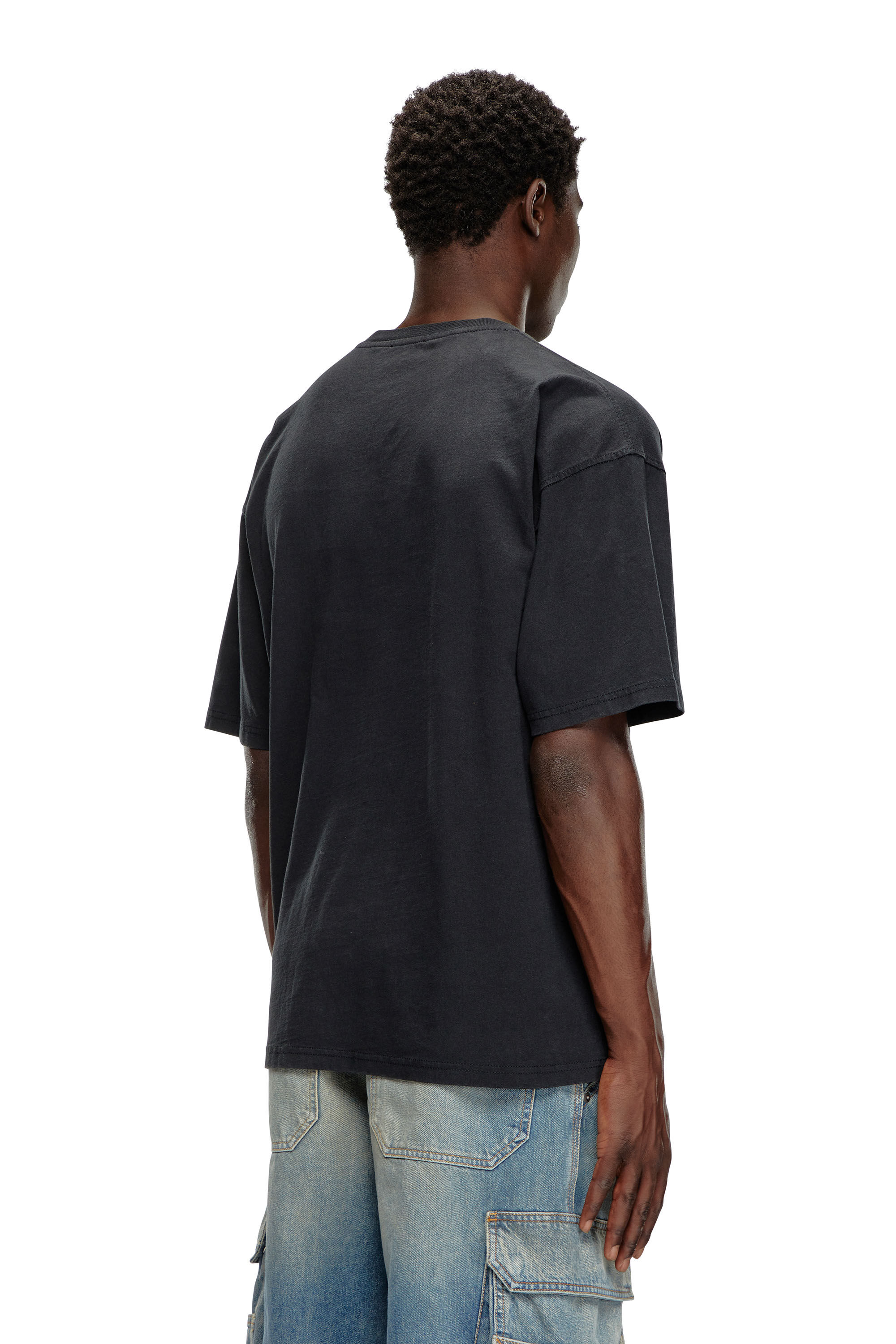 Diesel - T-BOXT-N14, Male's T-shirt with distressed flocked logo in Black - 4