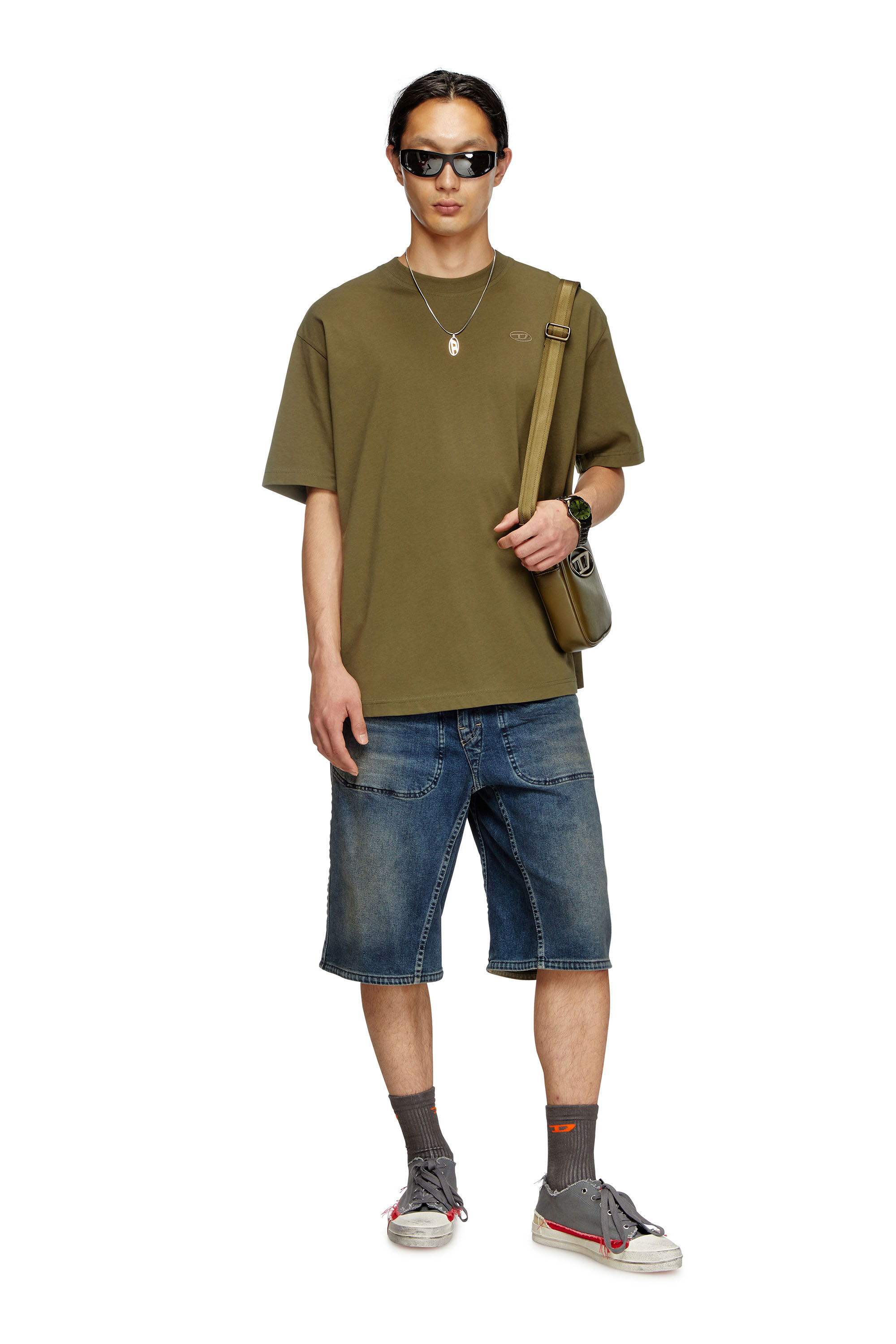 Diesel - HOLI-D CROSSBODY, Male's Holi-D-Crossbody bag in PU and neoprene in Military Green - 6