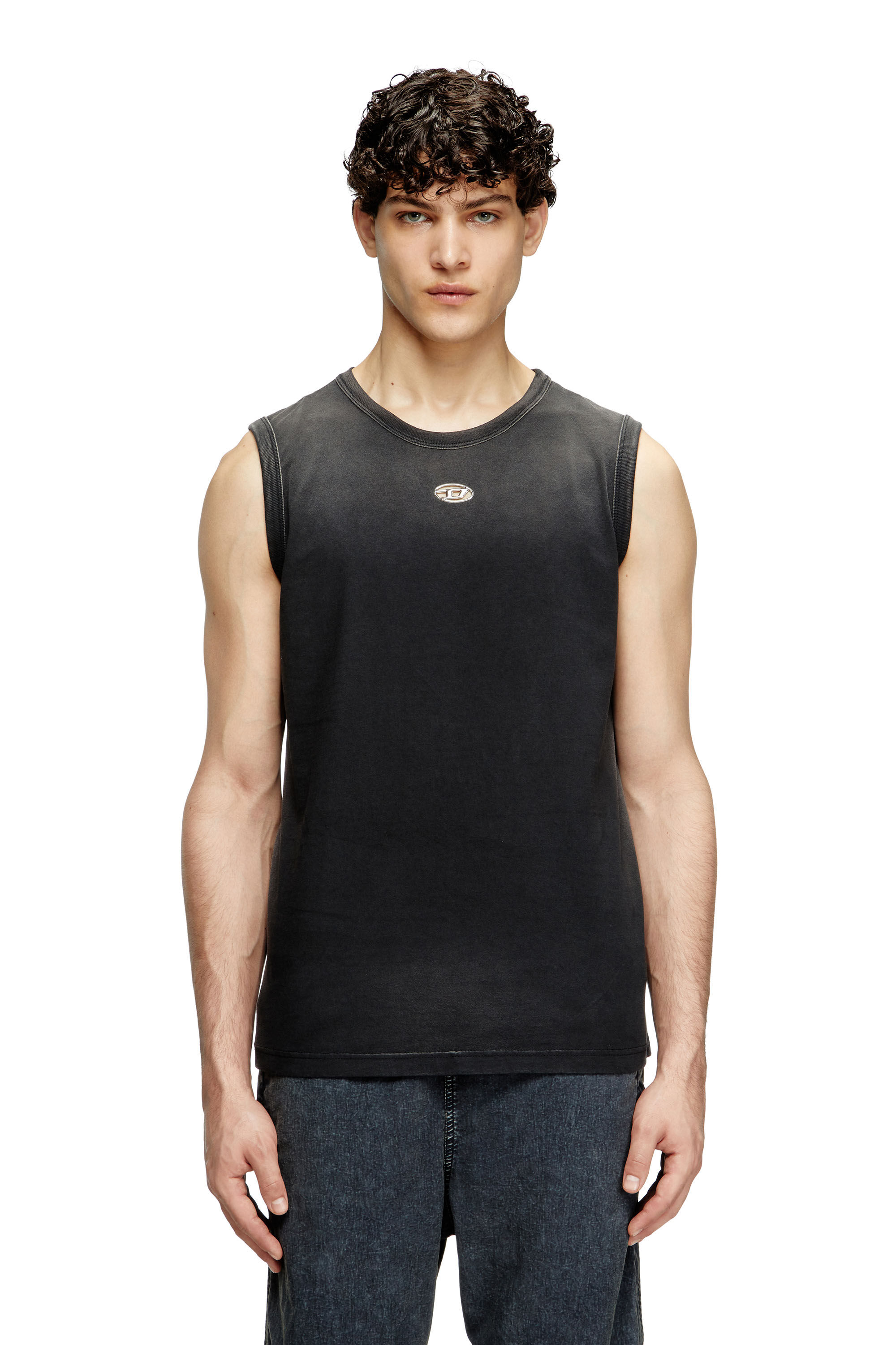 Diesel - T-BRICO-NEW, Débardeur délavé avec cut-out Oval D Homme in Noir - 3