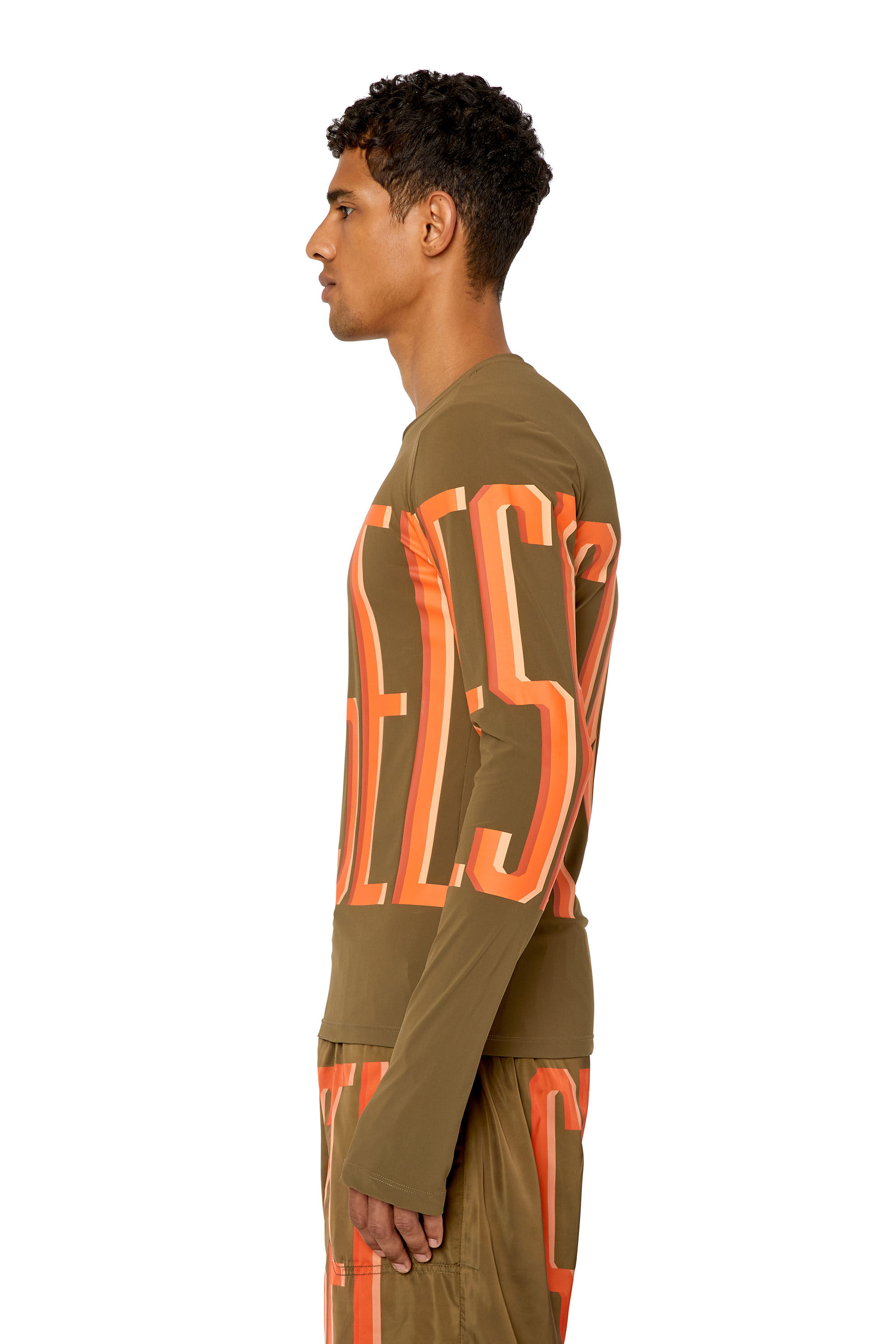 Diesel - AMTEE-LAUREN-WT17, Male's Long-sleeve T-shirt with maxi lettering in Green - 6