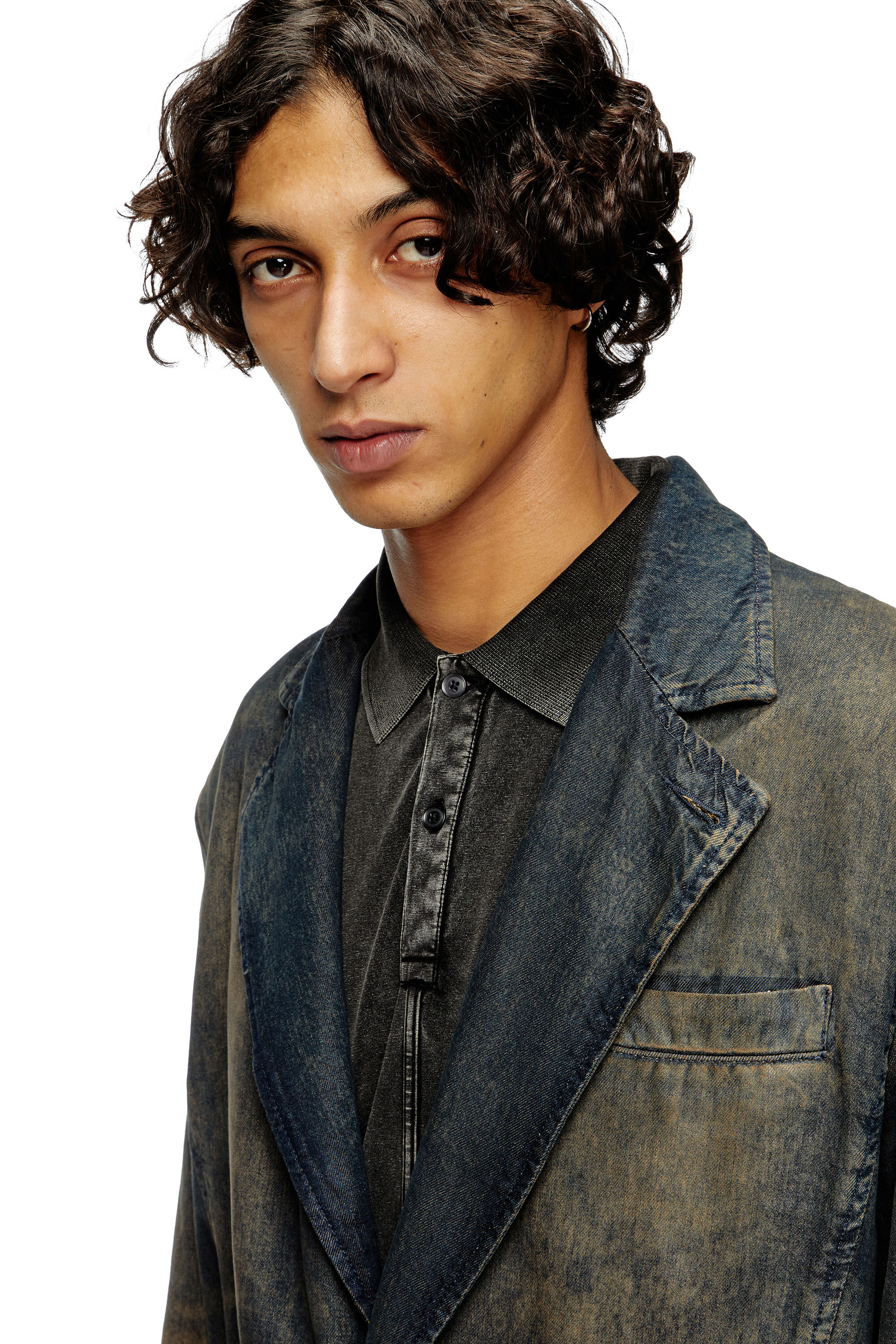Diesel - D-REG-S, Blazer en denim fluide nuancé Mixte in Bleu - 4