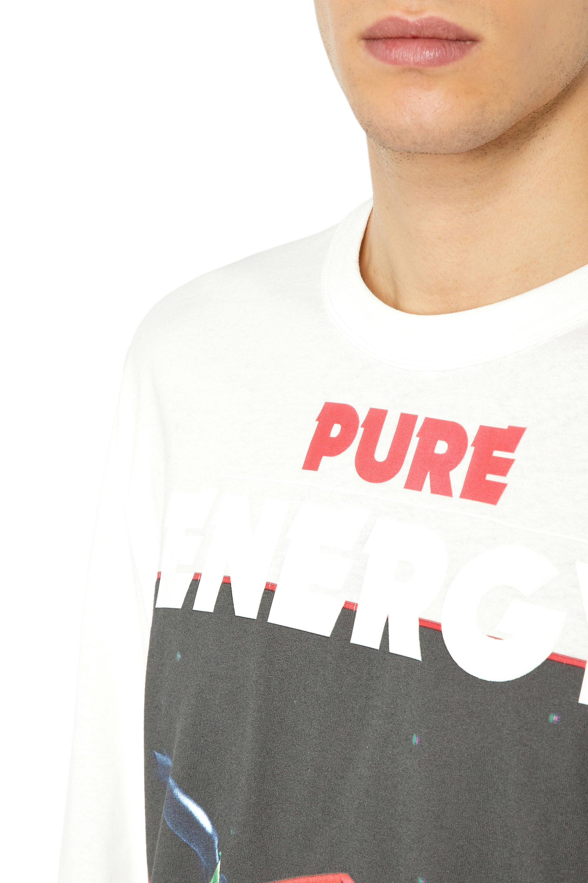 Diesel - T-CRANE-LS-G4, T-shirt à manches longues avec imprimés graphiques Homme in Blanc - 4