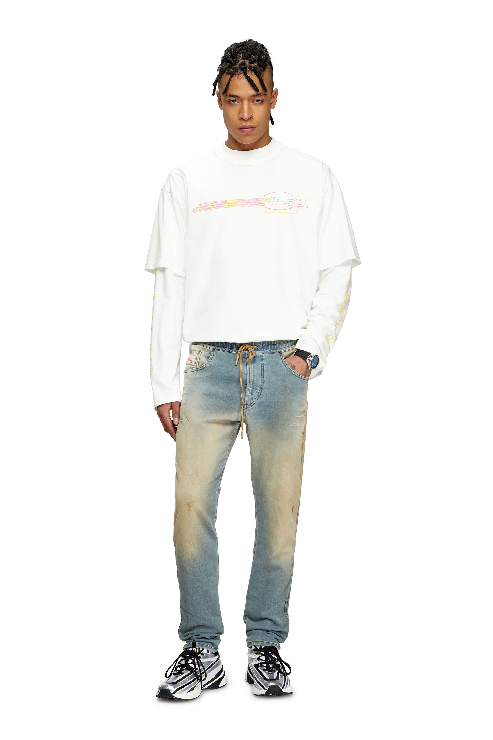 Diesel - Slim 2060 D-Strukt Joggjeans® 068QL Homme, Bleu Clair - Image 1
