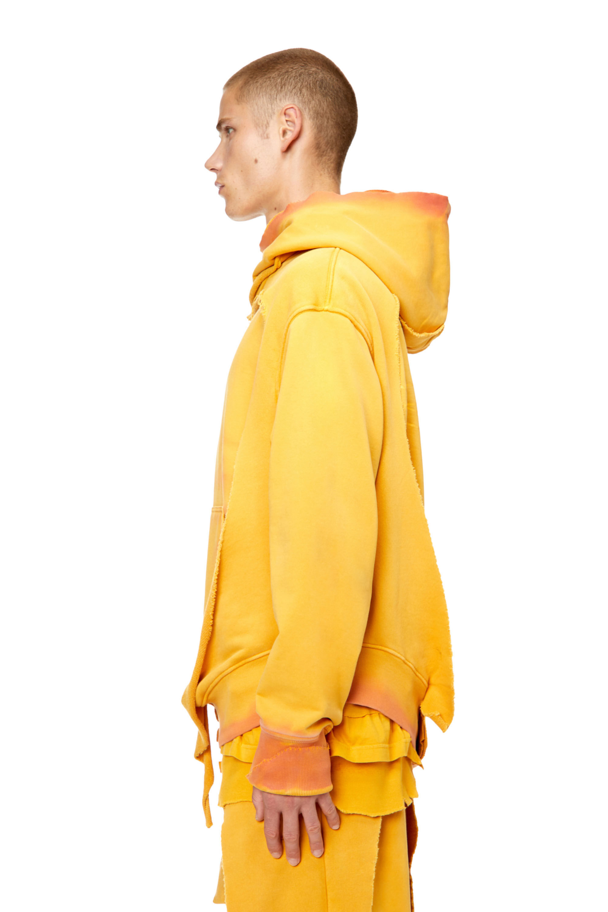 S STRAHOOP Man Ripped and dyed dual layer hoodie Diesel