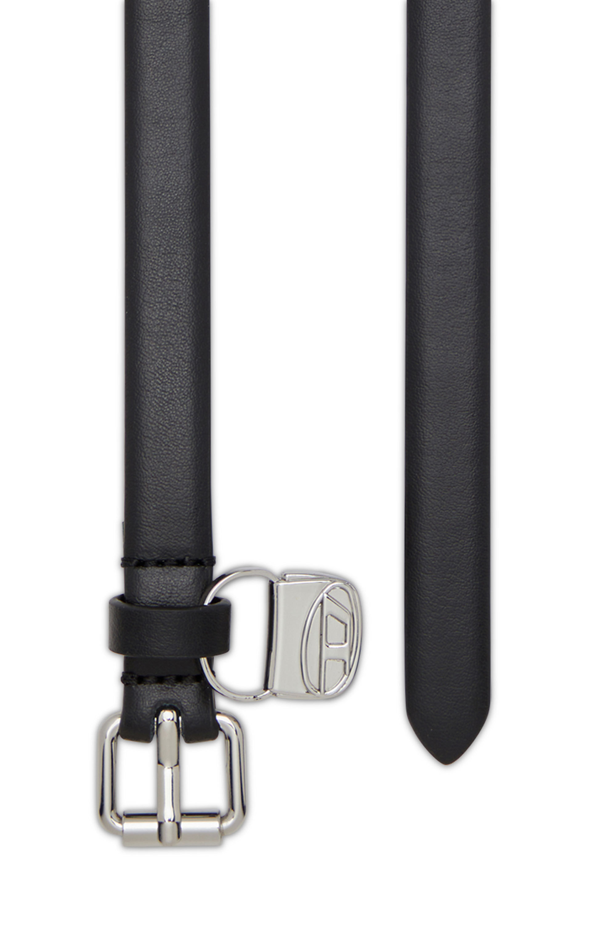 Diesel - B-CHARM HIP, Female's Slim leather belt with 1DR bag charm in Black - 2