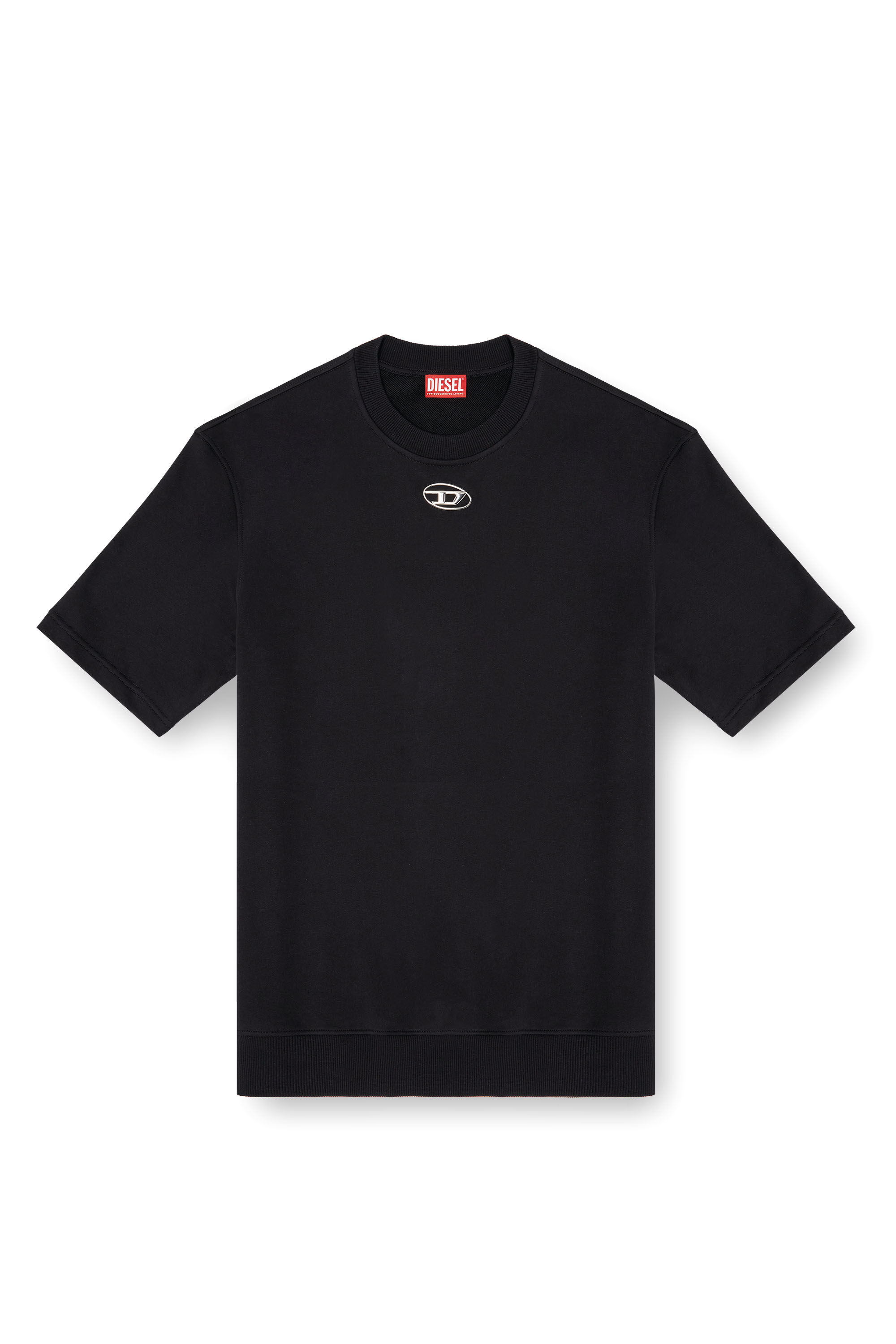 Diesel - S-COOLING-L1, Male's Half-sleeve sweatshirt with metallic logo in Black - 2