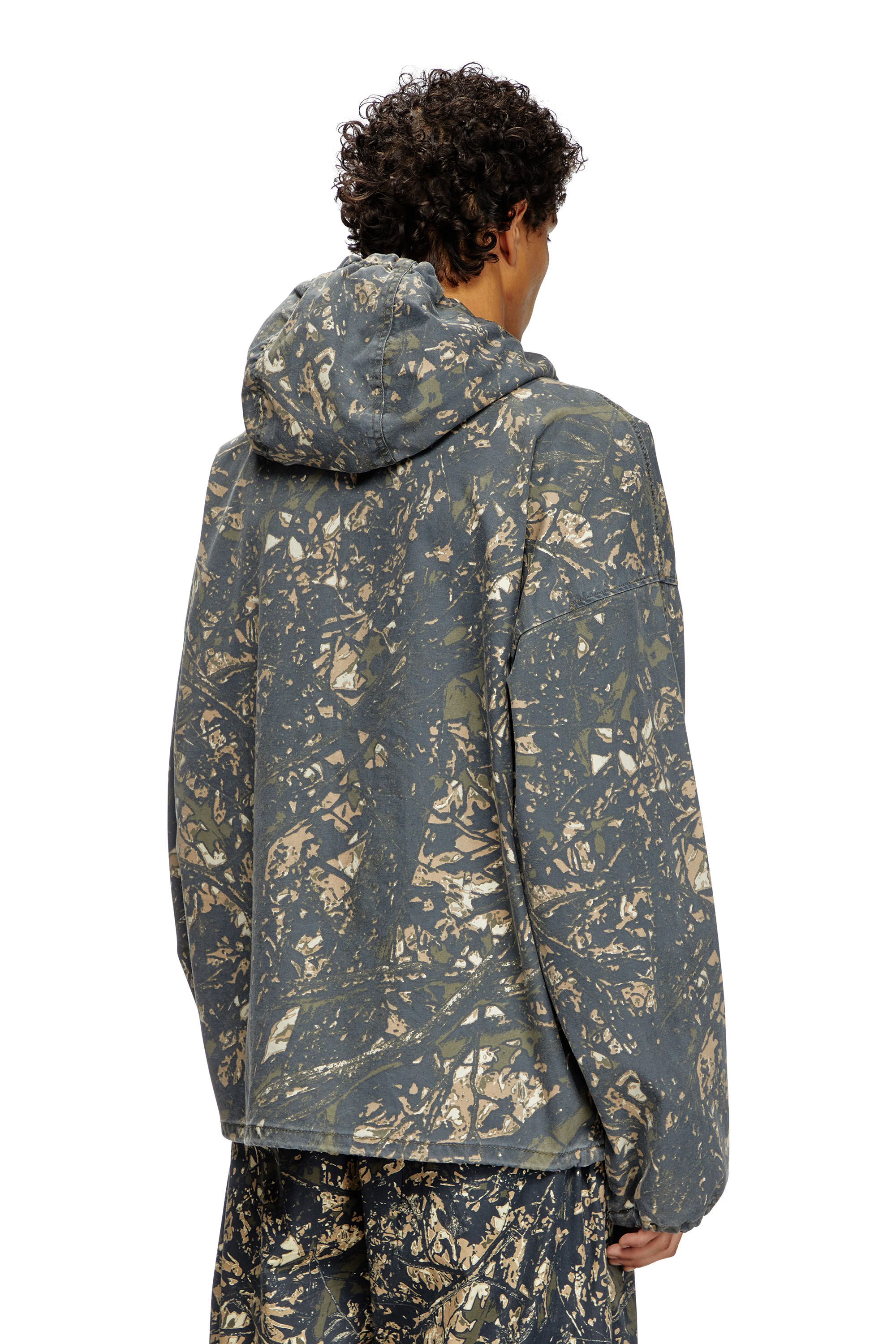 Diesel - J-LINT, Male's Hooded jacket with camo print in Green/Brown - 5