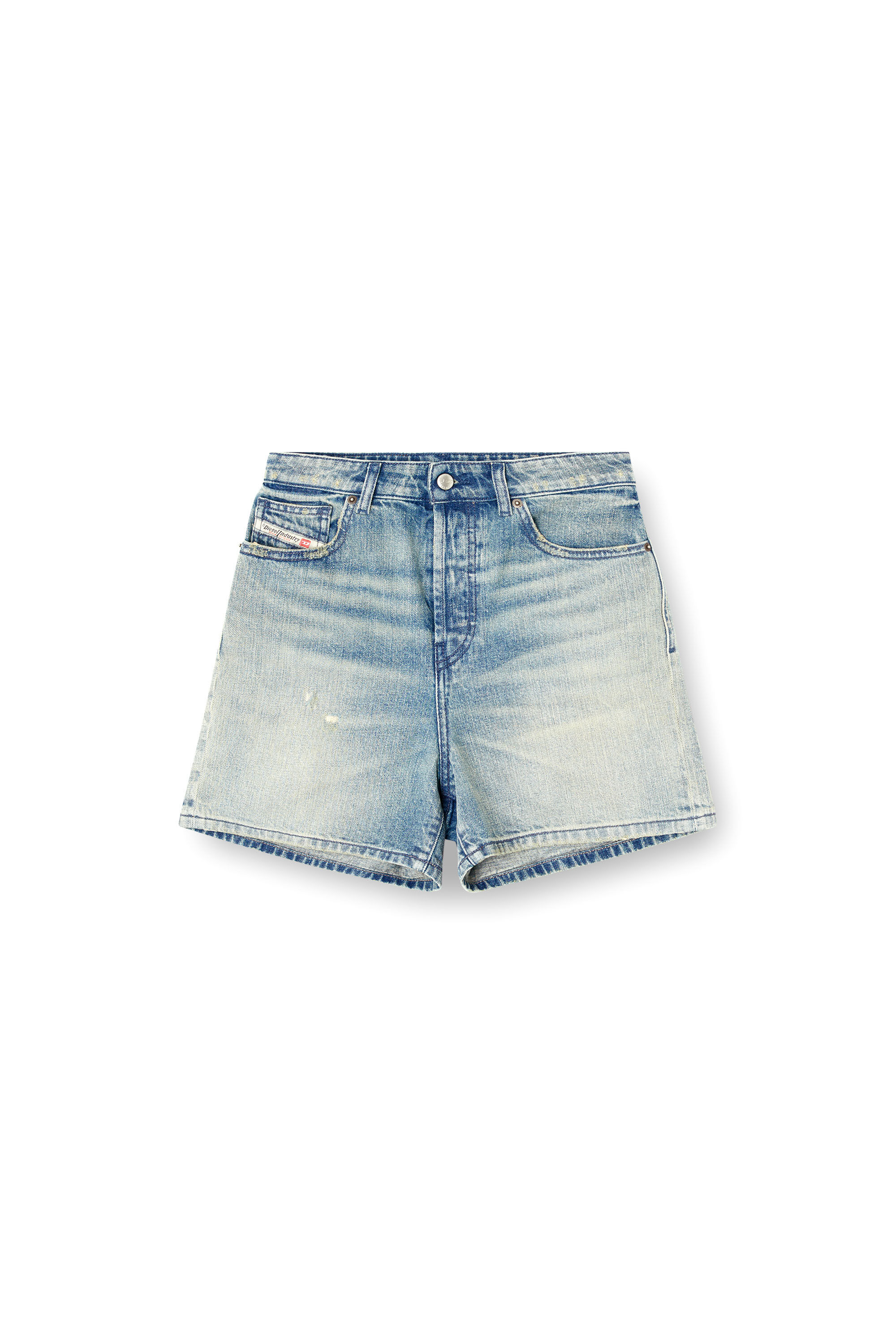 Diesel - DE-JIRO, Female's Shorts in worn-effect denim in Light Blue - 2