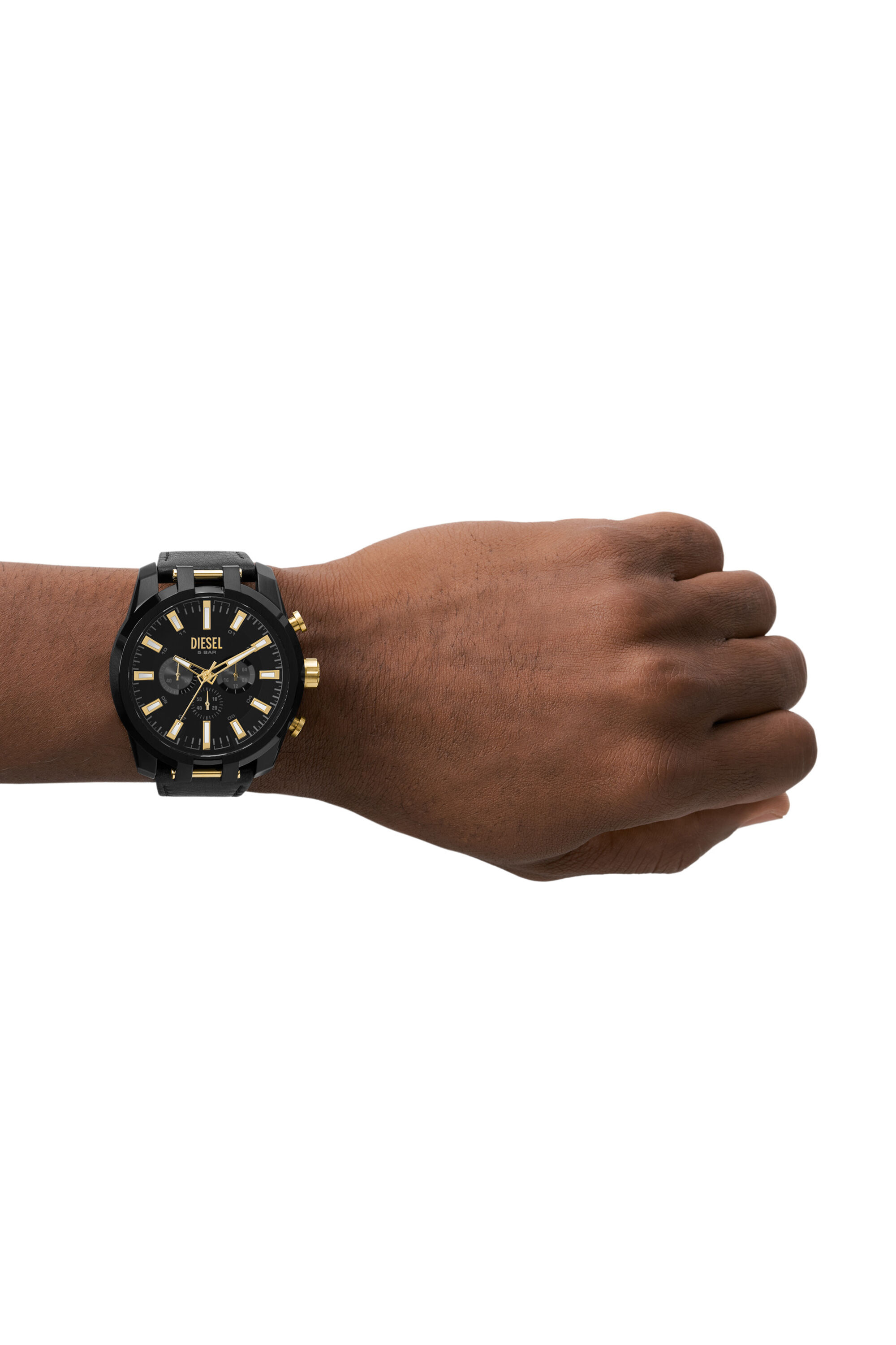 Diesel - DZ4610, Male's Split Chronograph Black Leather Watch in Black - 4
