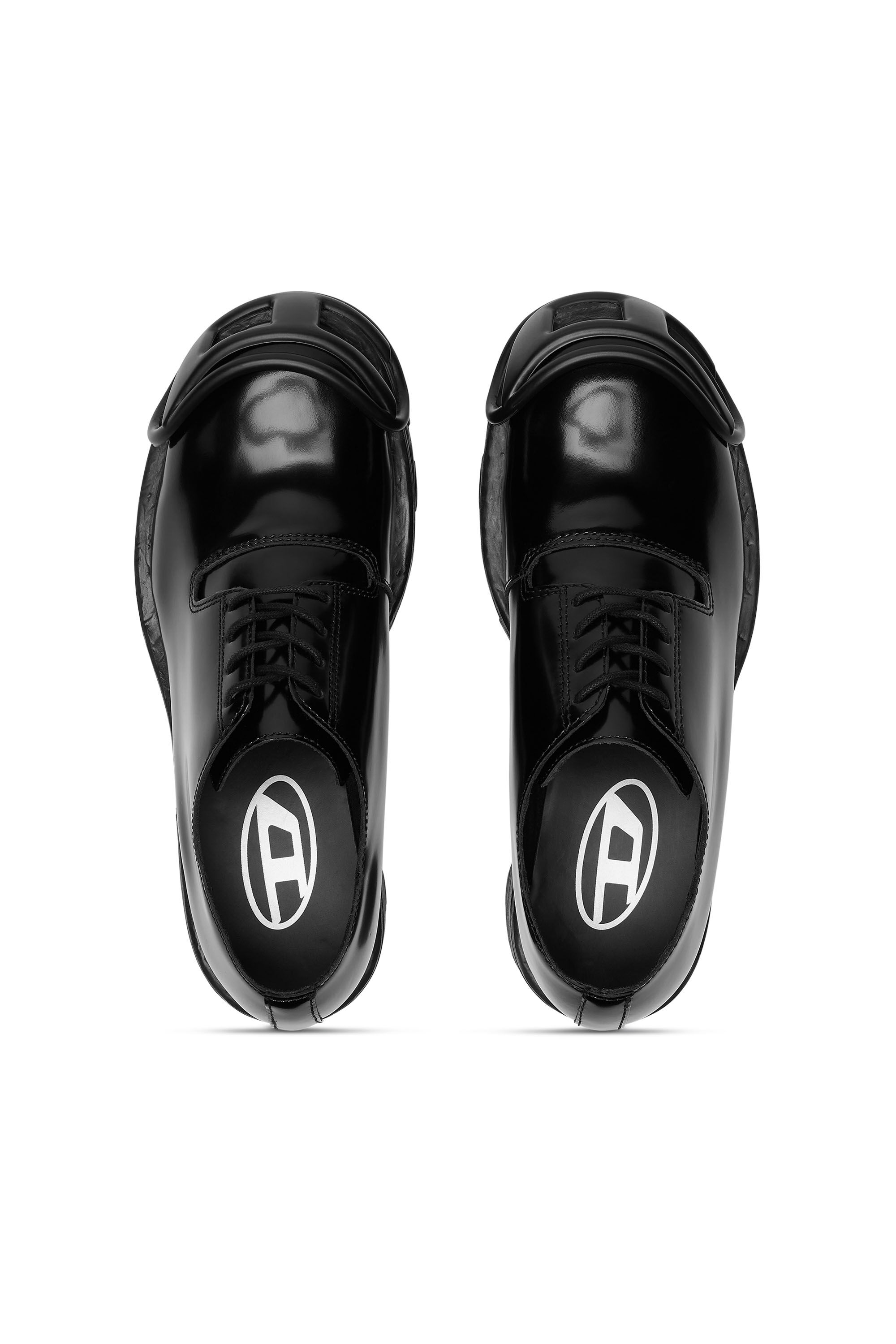 Diesel - D-HAMMER SO D, Male's D-Hammer-Leather lace-up shoes with oval D toe cap in Opaque Black - 5