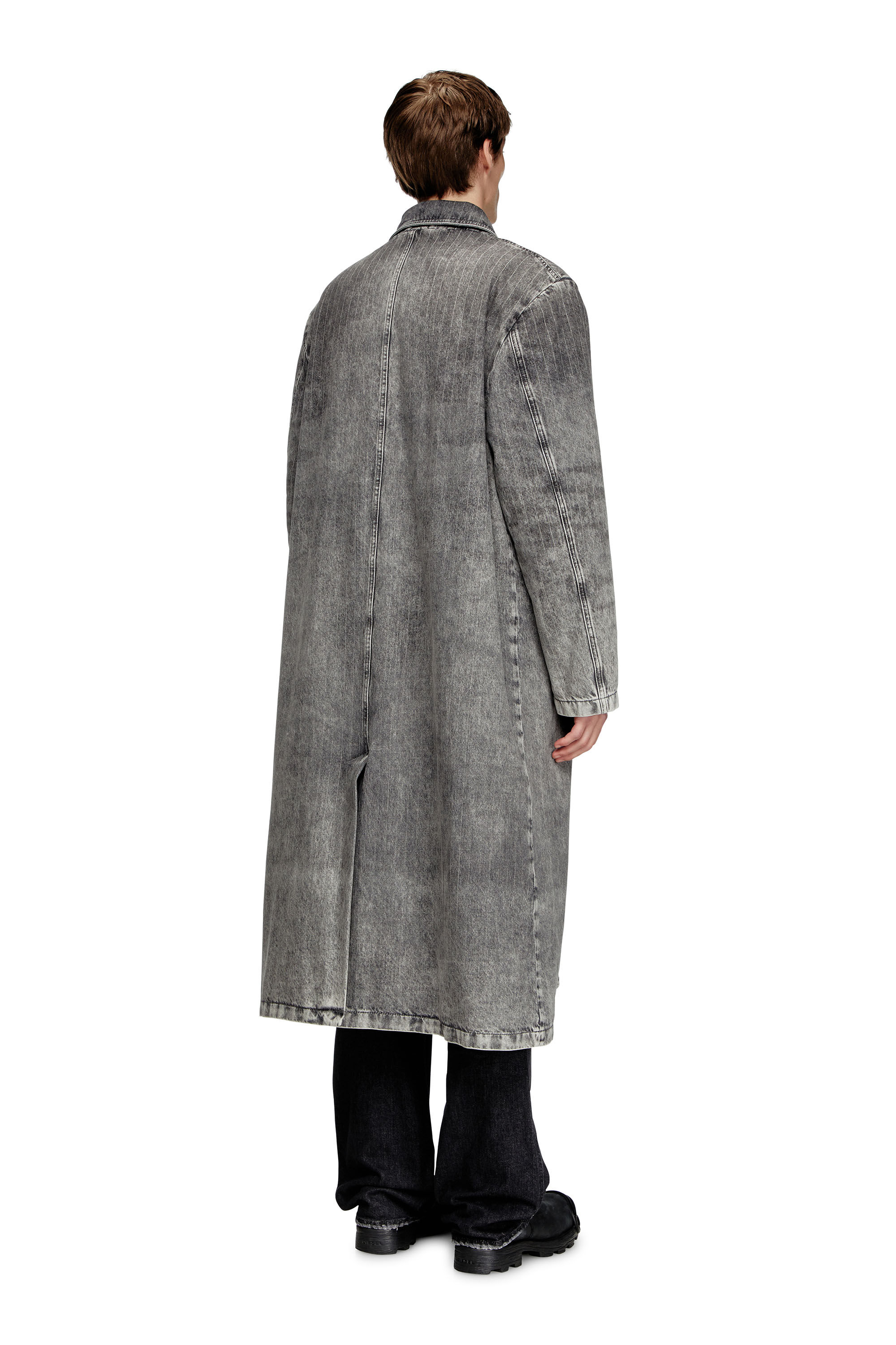 Diesel - D-JACK-S1, Male's Coat in tailoring pinstripe denim in Dark Grey - 5
