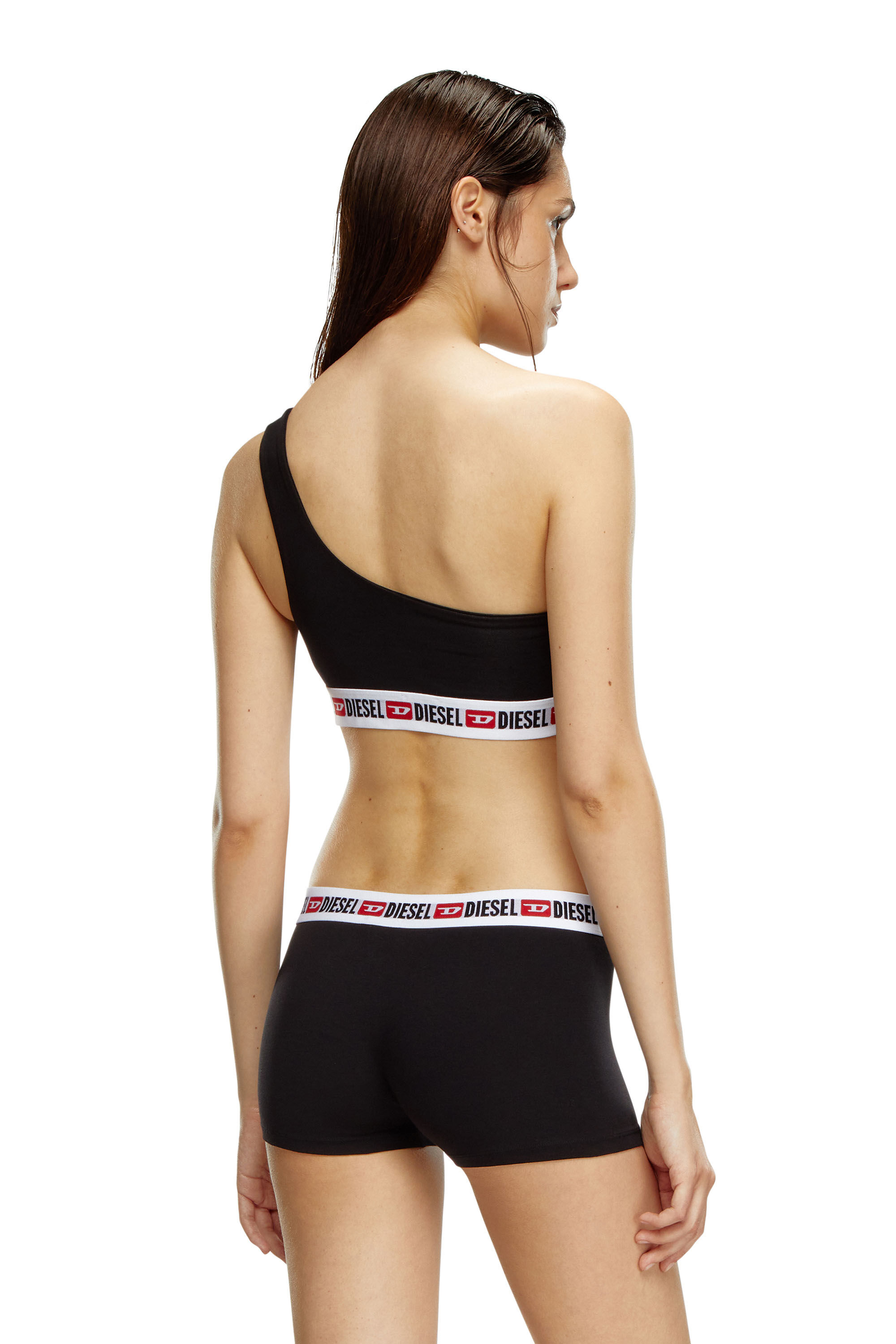 Diesel - UFSB-BAKSS-L, Female's One-shoulder bra with logo band in Black - 3