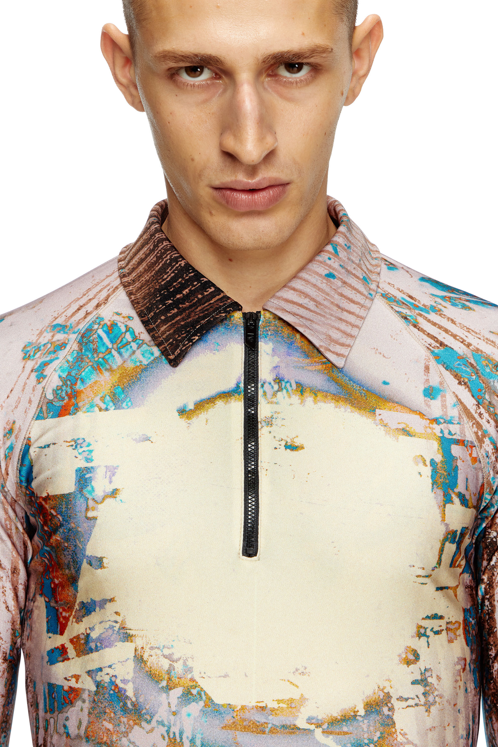 Diesel - T-THEODORE, Polo fluide avec effets trompe l'œil Homme in Polychrome - 4
