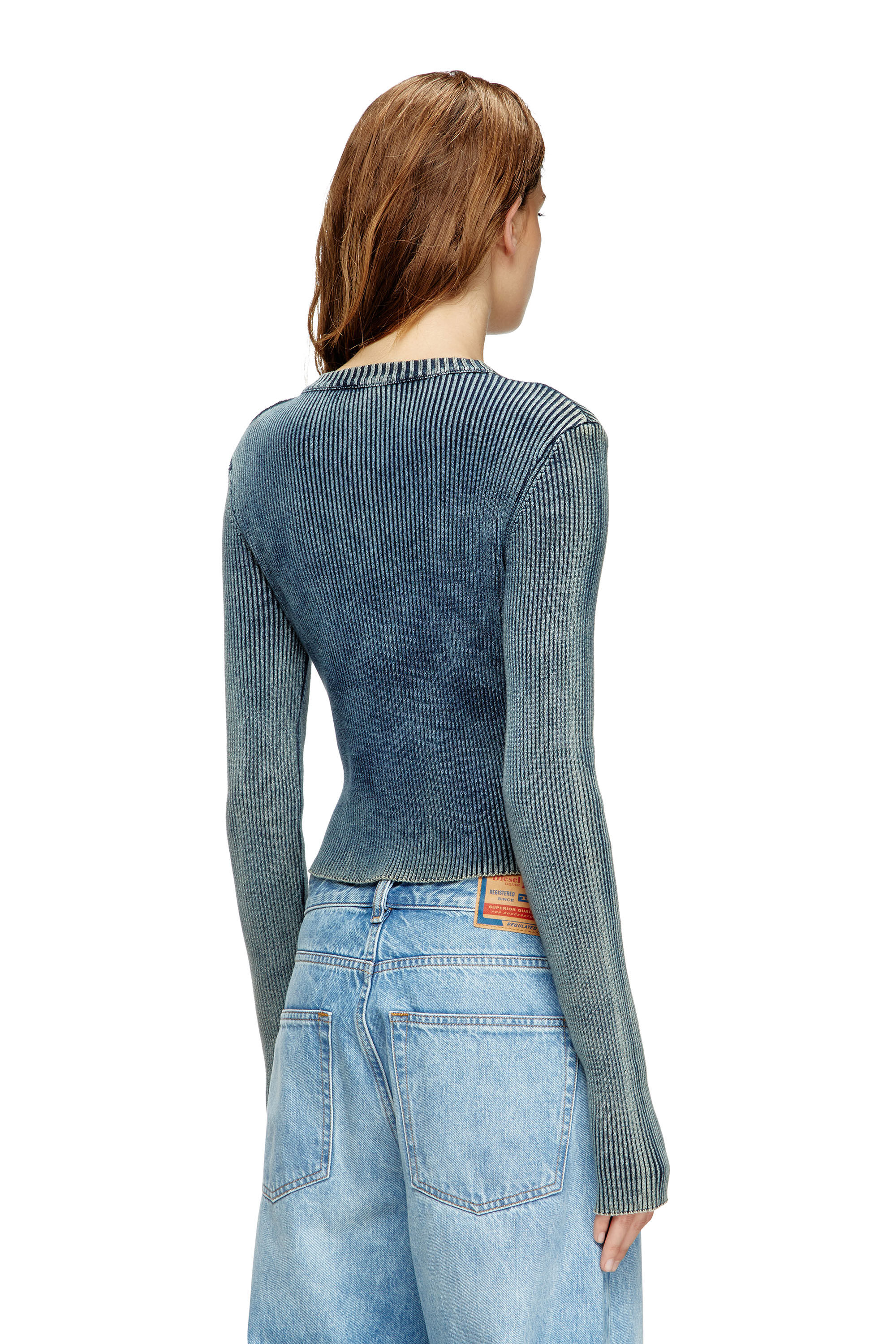 Diesel - M-ANCHOR-A, Female's Rib-knit top with Oval D in Dark Blue - 5