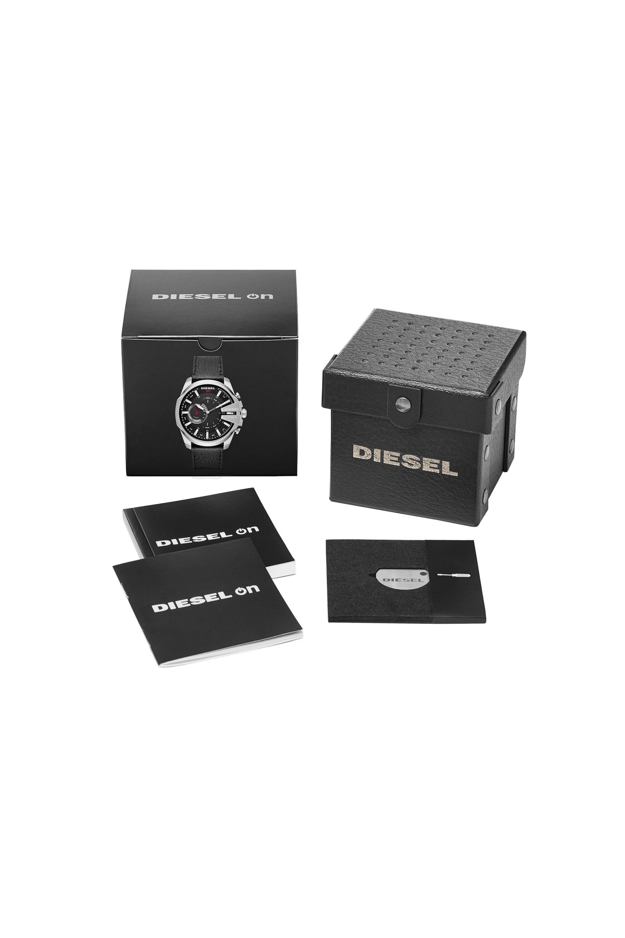 Diesel - DT1010, Male's Mega Chief Hybrid black smartwatch with silver indexes, 48 mm in Black - 5