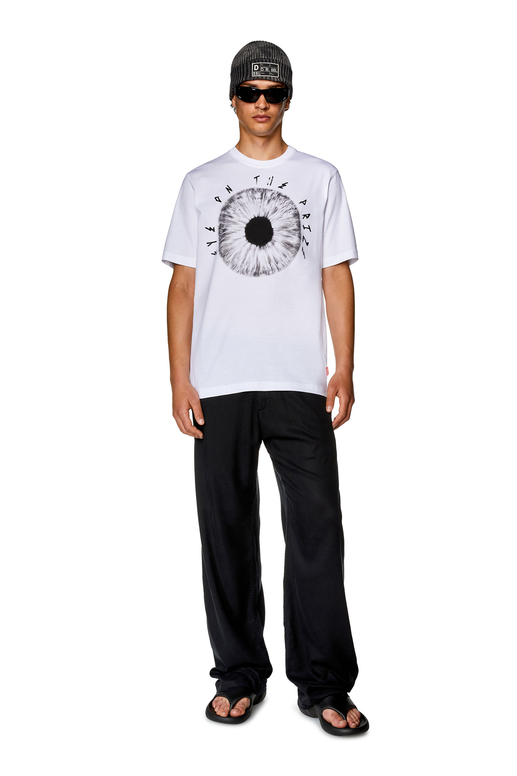 Diesel - T-JUST-L19, T-shirt avec imprimé Eye on the Prize Homme in Blanc - 1