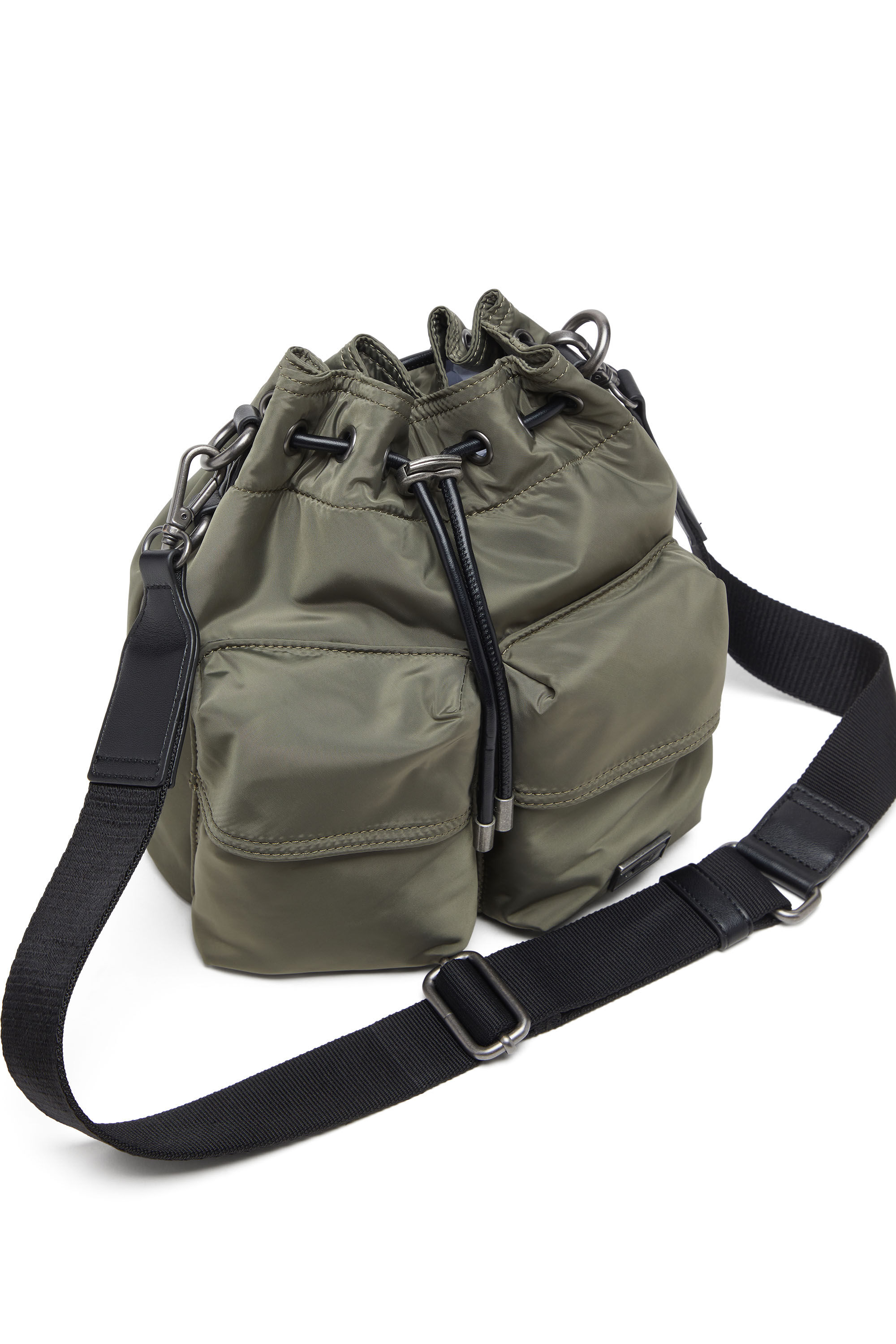 Diesel - MULTI-PKTS BUCKET X, Unisex's Multi-Pkts-Multipocket bucket bag in utilitarian shell in Military Green - 5