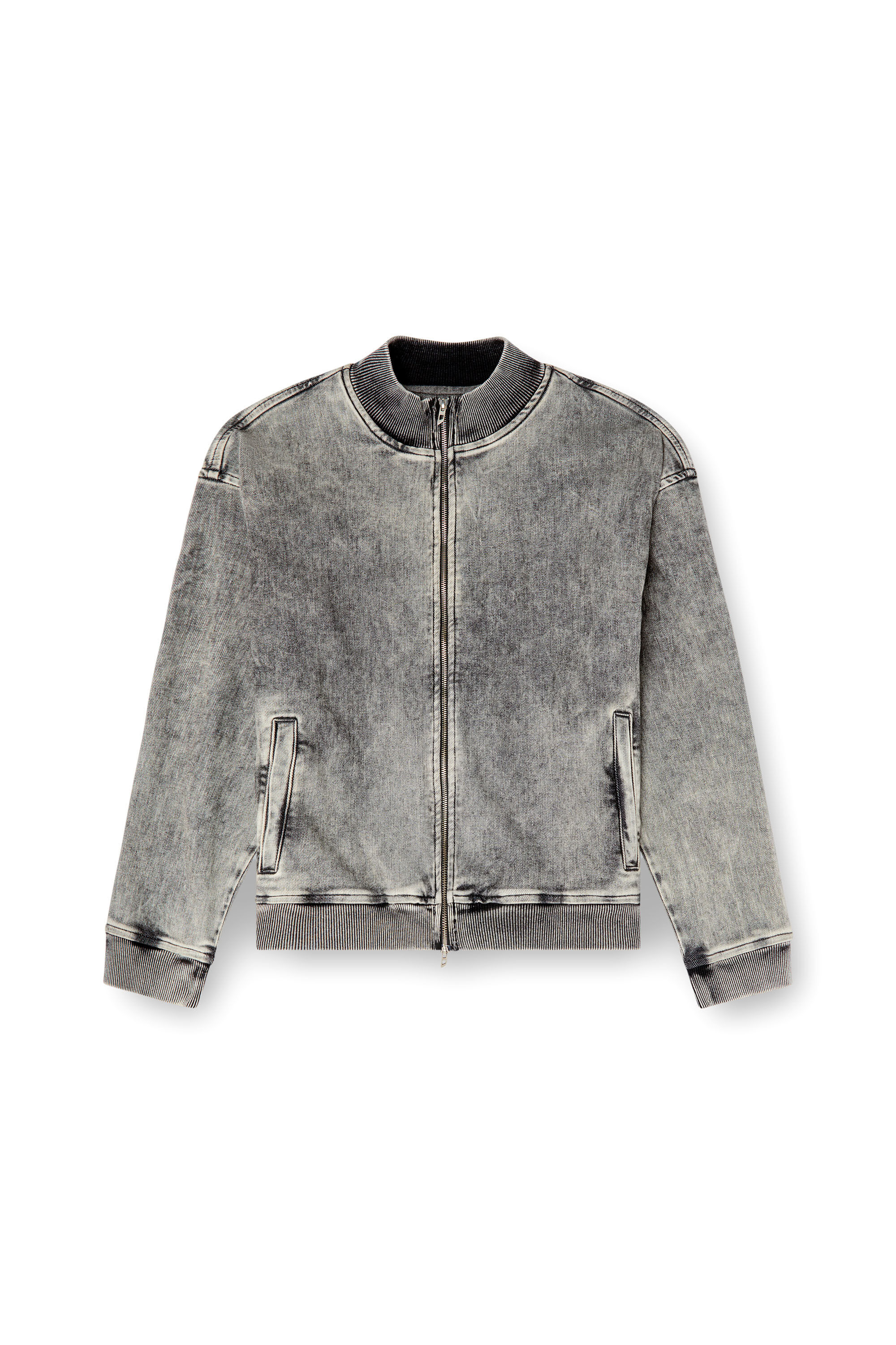 Diesel - D-CARLY-S TRACK, Unisex's Track Denim zip-up sweater with Oval D in Dark Grey - 2